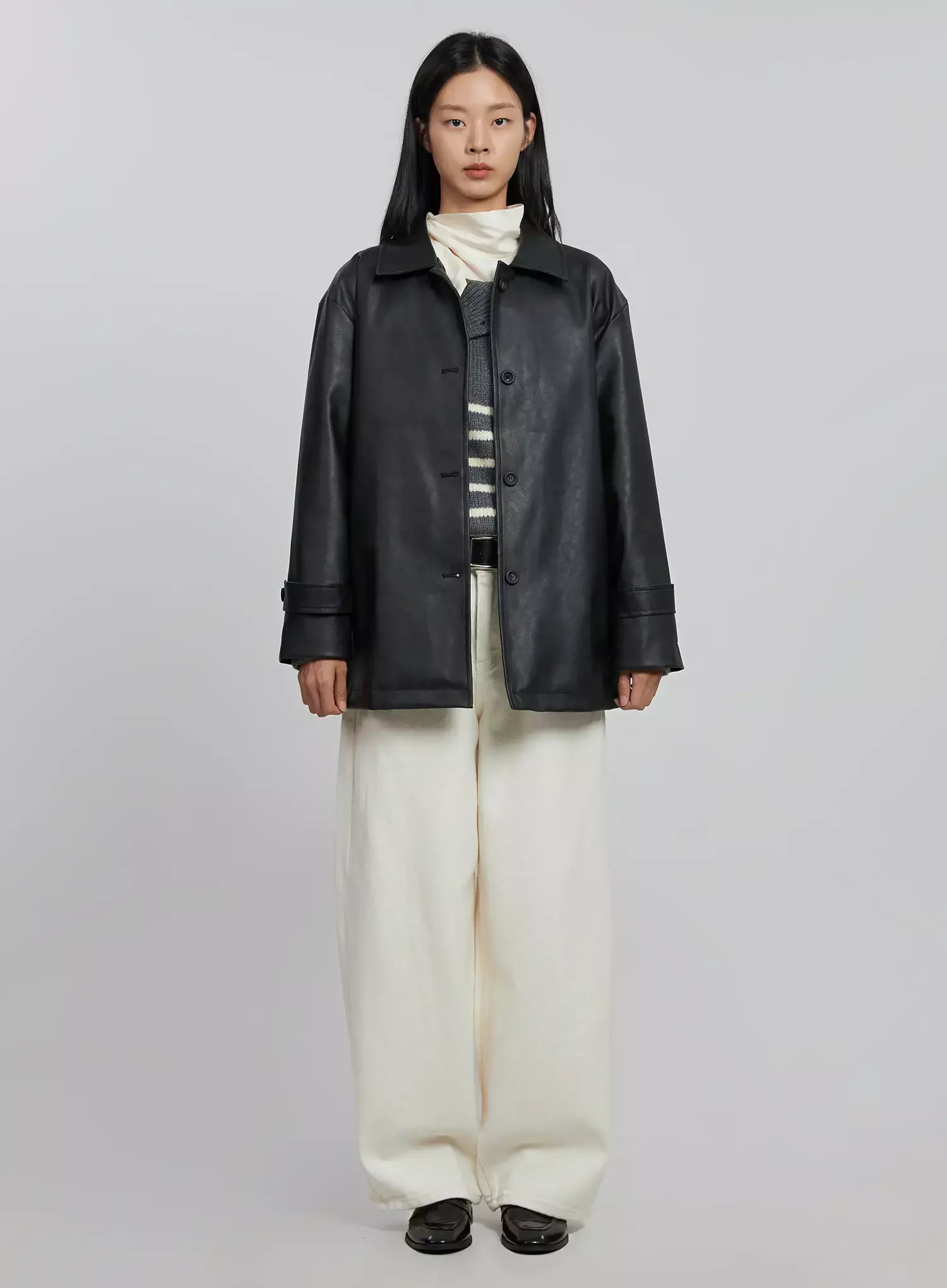 Matte Faux Leather Half Jacket ID504 - Image 8