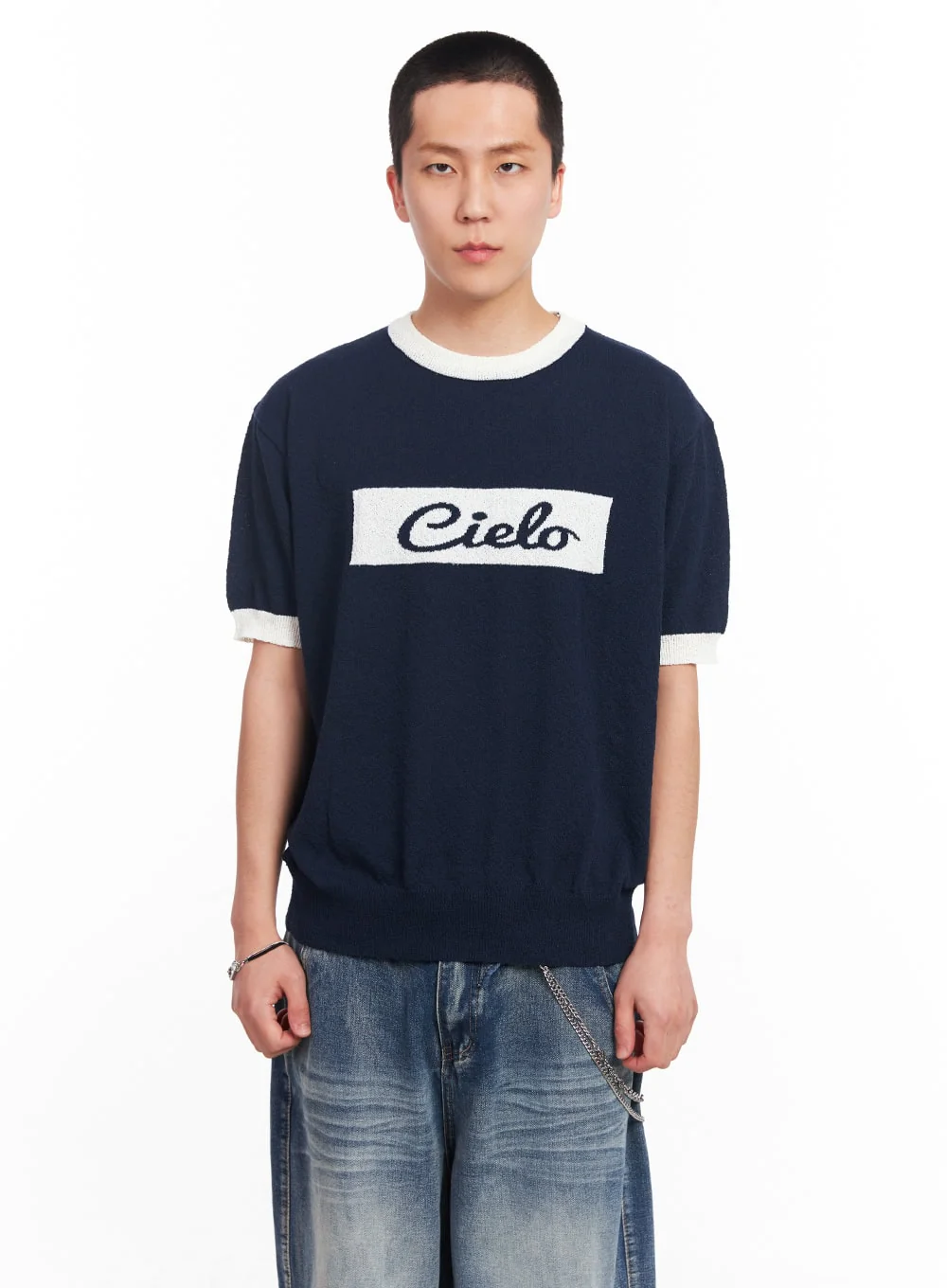 Men’s Contrast Knit T-Shirt IU503 - Image 11