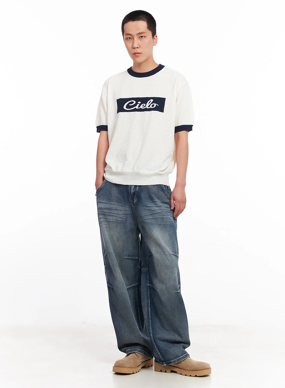 Men’s Contrast Knit T-Shirt IU503 - Image 8