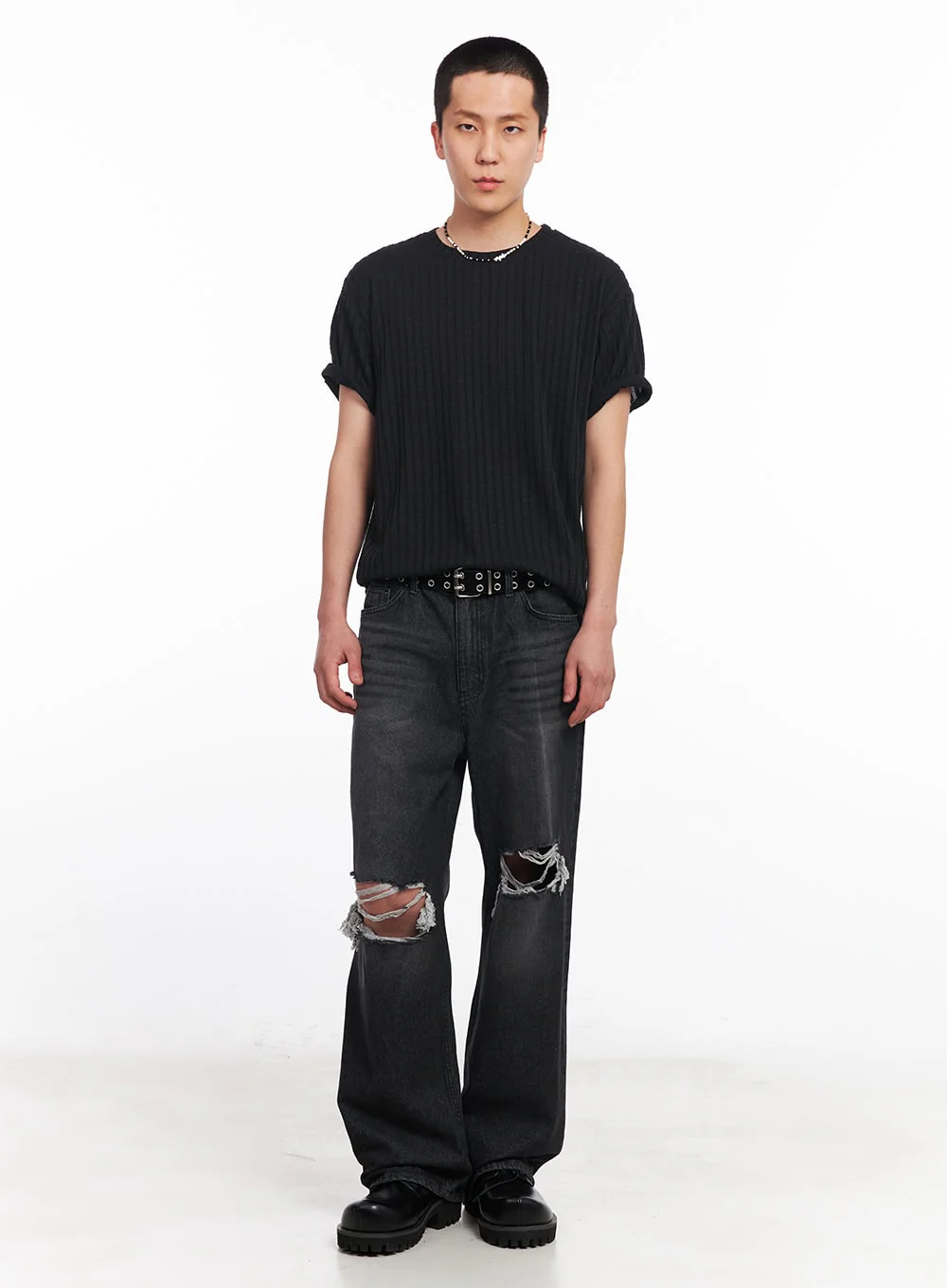 Men’s Knit Ribbed T-Shirt IU503 - Image 2