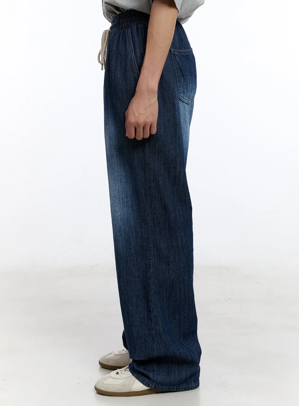 Men’s Pintuck Denim Sweatpants (Dark Blue) IY529 - Image 4