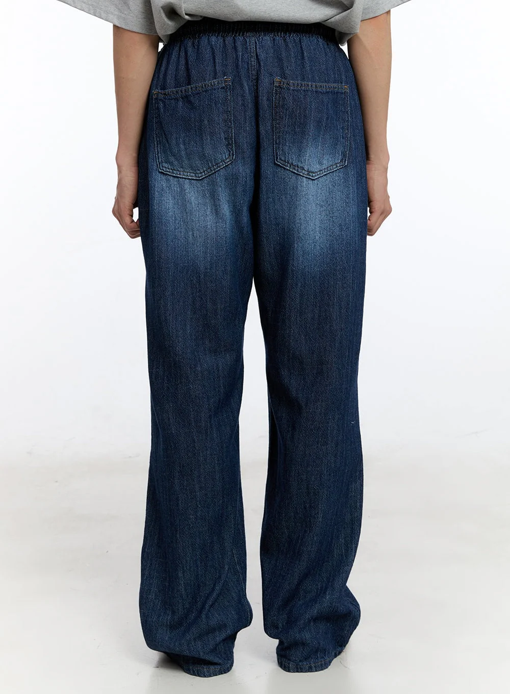 Men’s Pintuck Denim Sweatpants (Dark Blue) IY529 - Image 7
