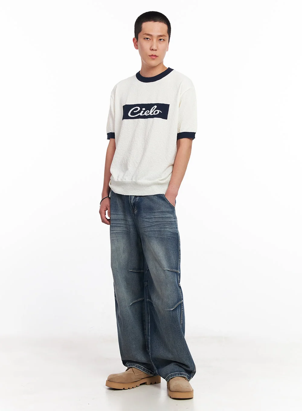 Men’s Pintuck Wrinkle Wide-Leg Jeans IU503 - Image 13