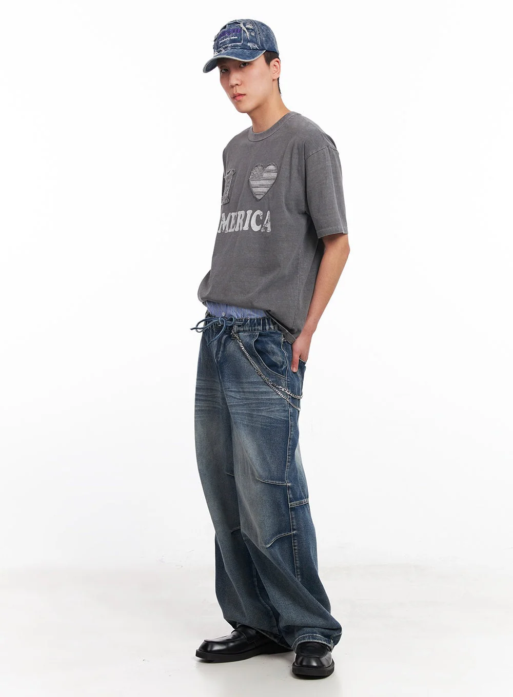 Men’s Pintuck Wrinkle Wide-Leg Jeans IU503 - Image 15