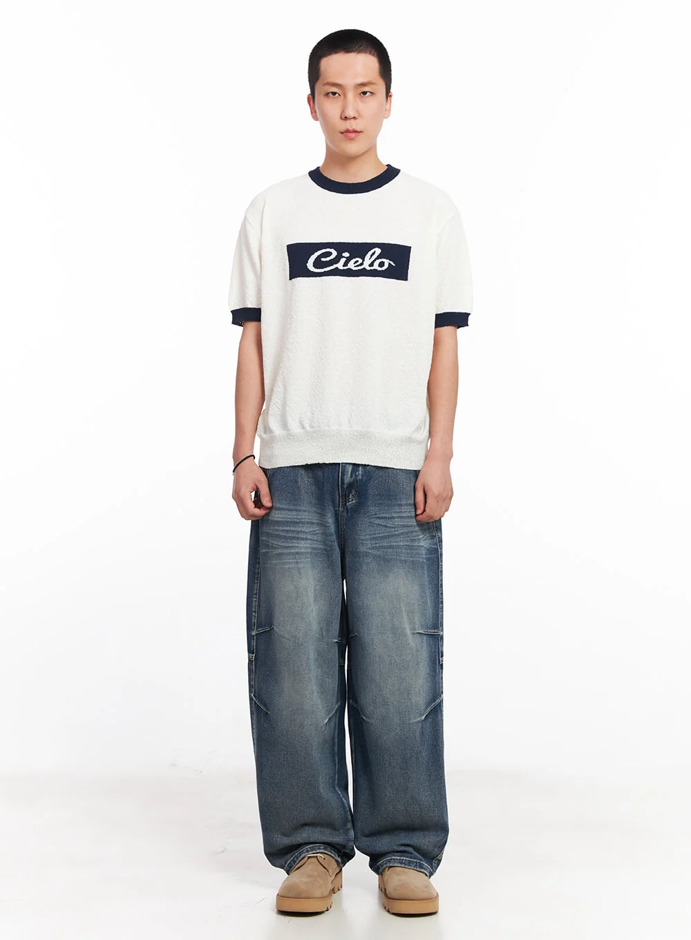 Men’s Pintuck Wrinkle Wide-Leg Jeans IU503 - Image 9