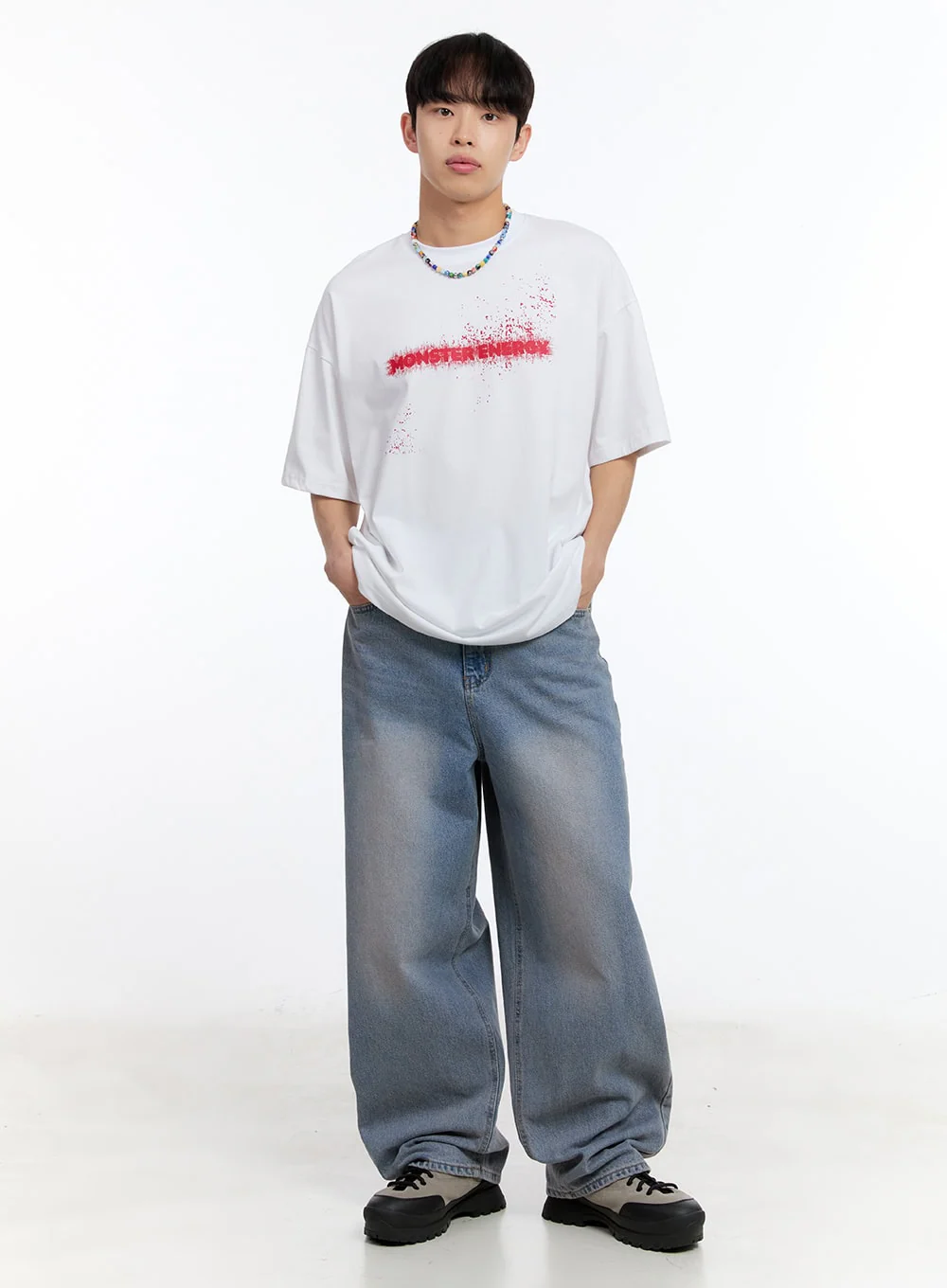 Men’s Purple Washed Wide-Leg Jeans IY530