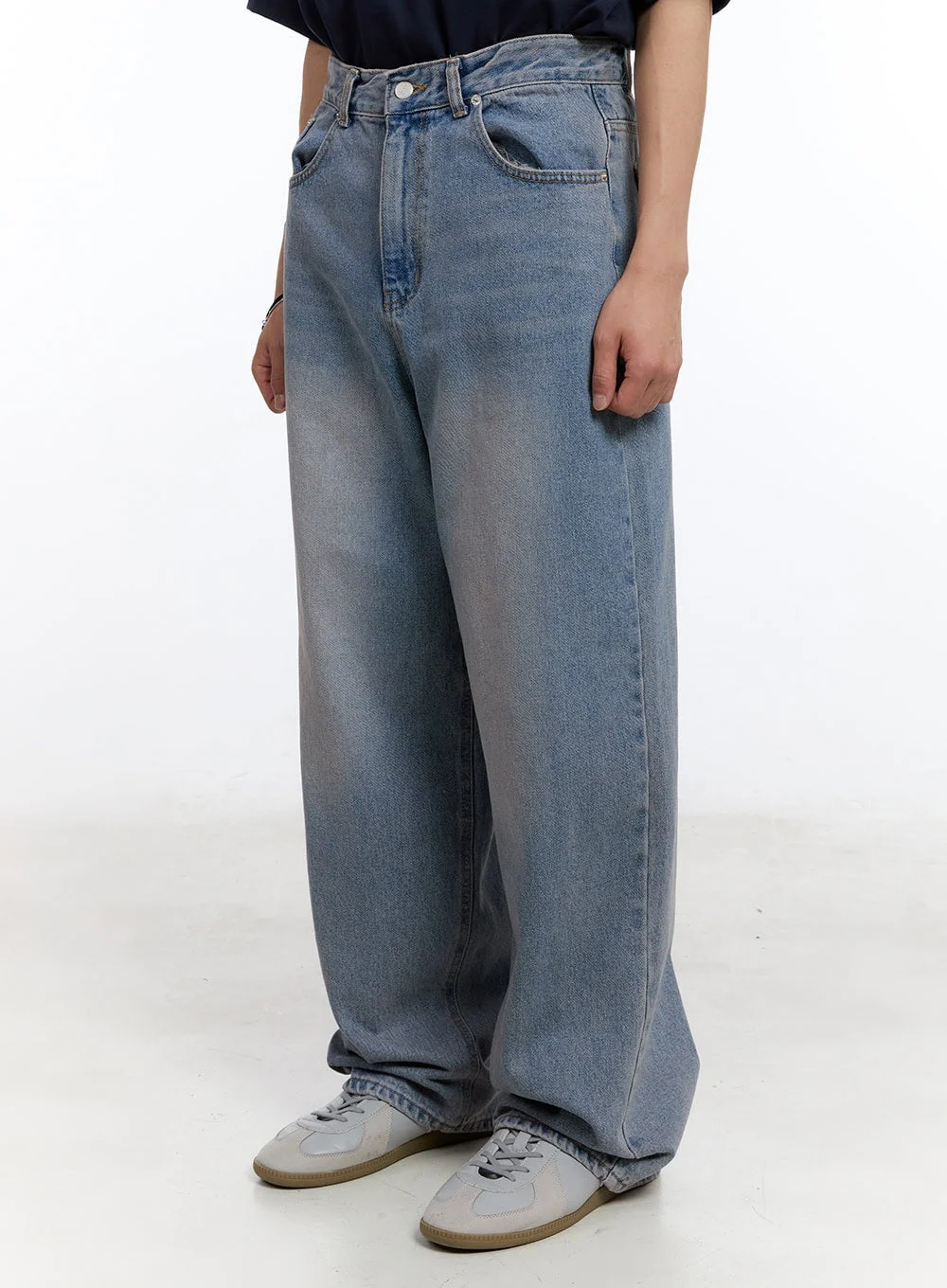 Men’s Purple Washed Wide-Leg Jeans IY530 - Image 3
