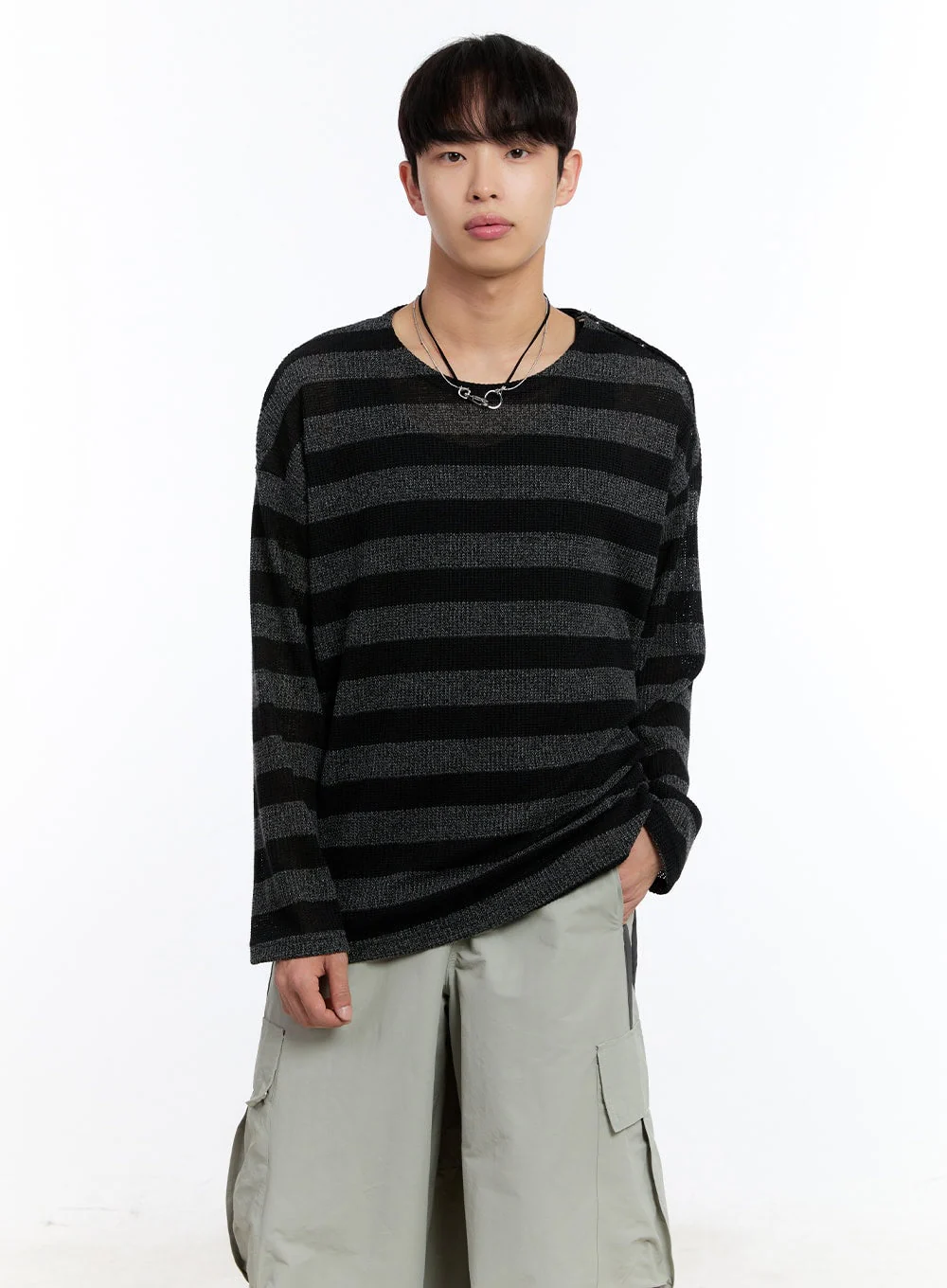 Men’s Stripe Buttoned Summer Sweater IY530