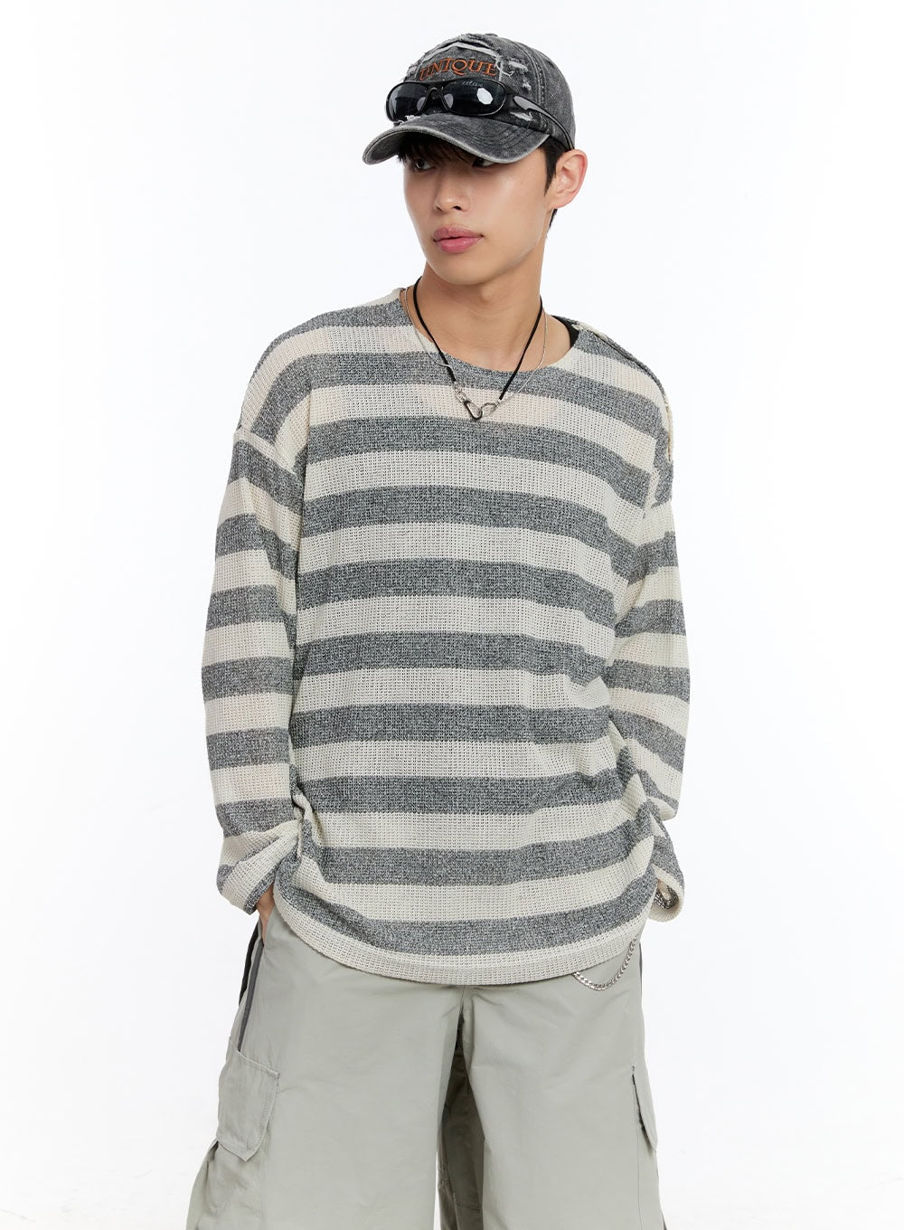 Men’s Stripe Buttoned Summer Sweater IY530 - Image 13