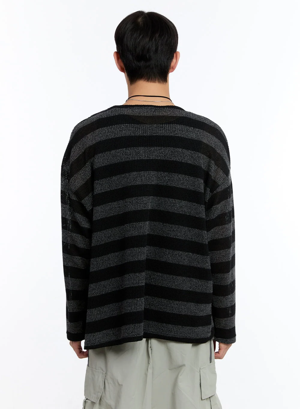 Men’s Stripe Buttoned Summer Sweater IY530 - Image 7