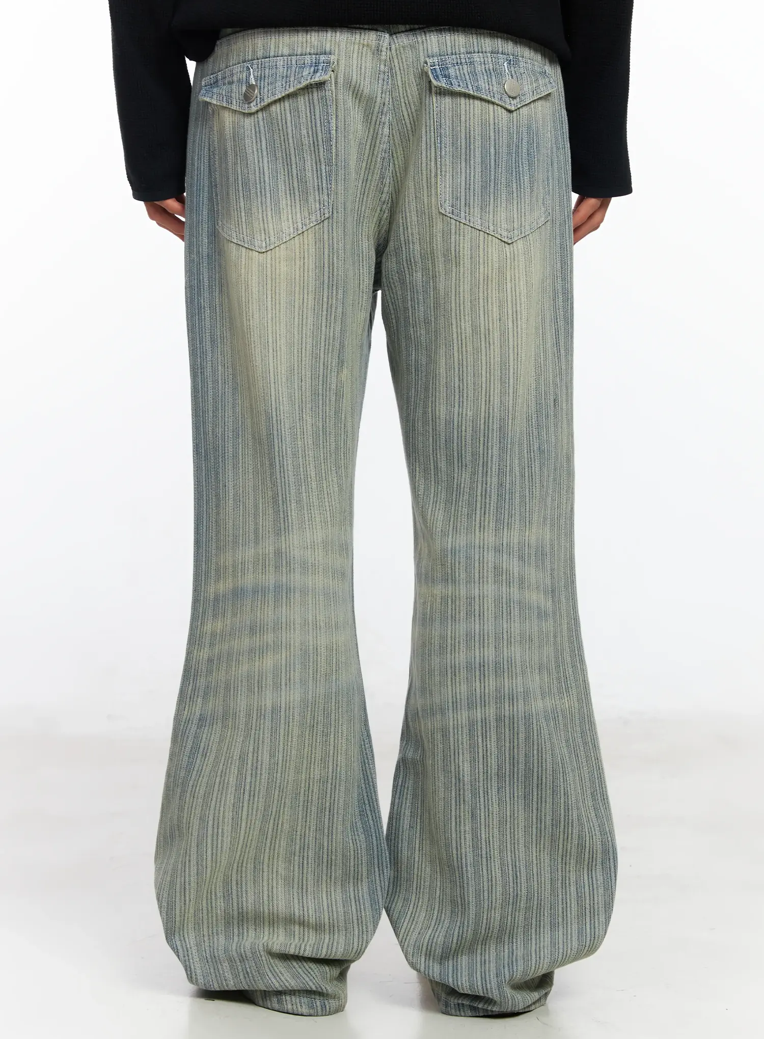 Men’s Striped Brushed Washed Jeans IF504