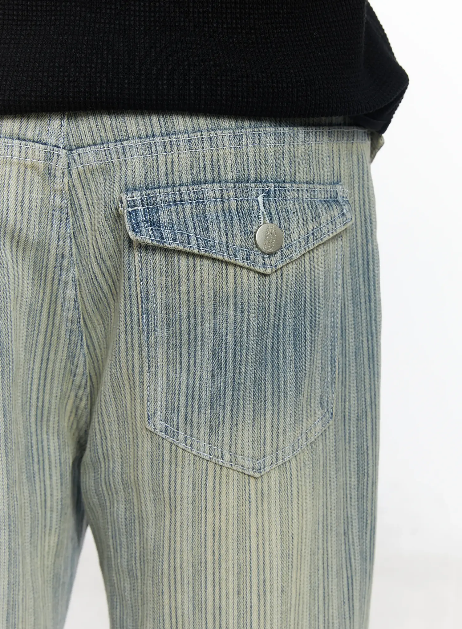 Men’s Striped Brushed Washed Jeans IF504 - Image 9