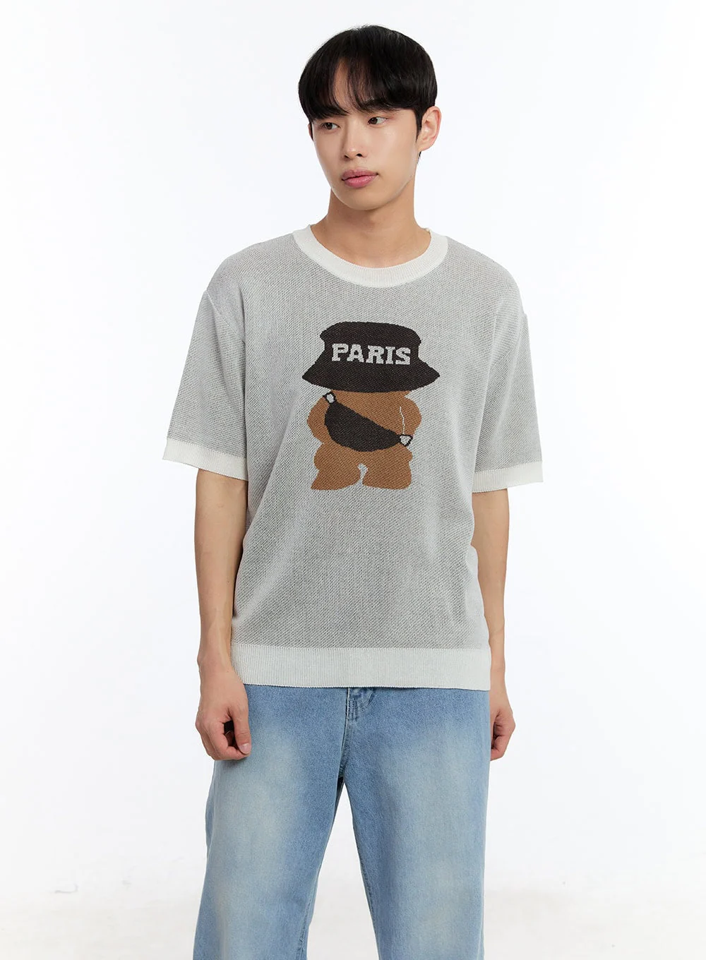 Men’s Teddy Graphic Knit T-Shirt IY530 - Image 3