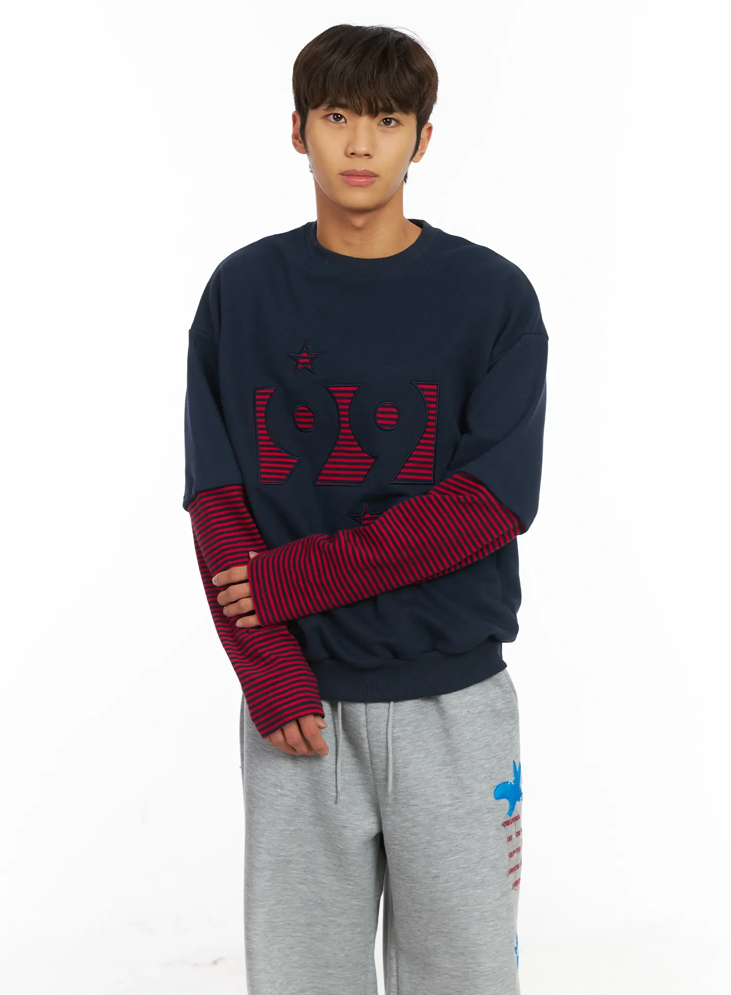 Men's 99 Layered Stripe Sweatshirt IJ514 - Image 8