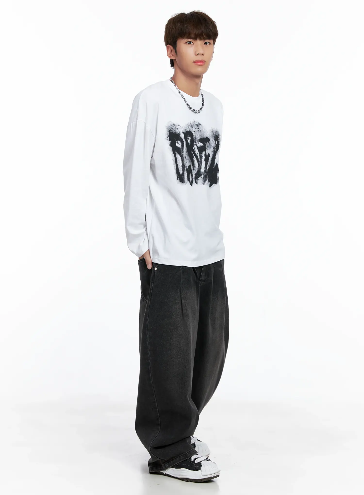 Men's Abstract Graffiti Long-Sleeve Tee IO502 - Image 7
