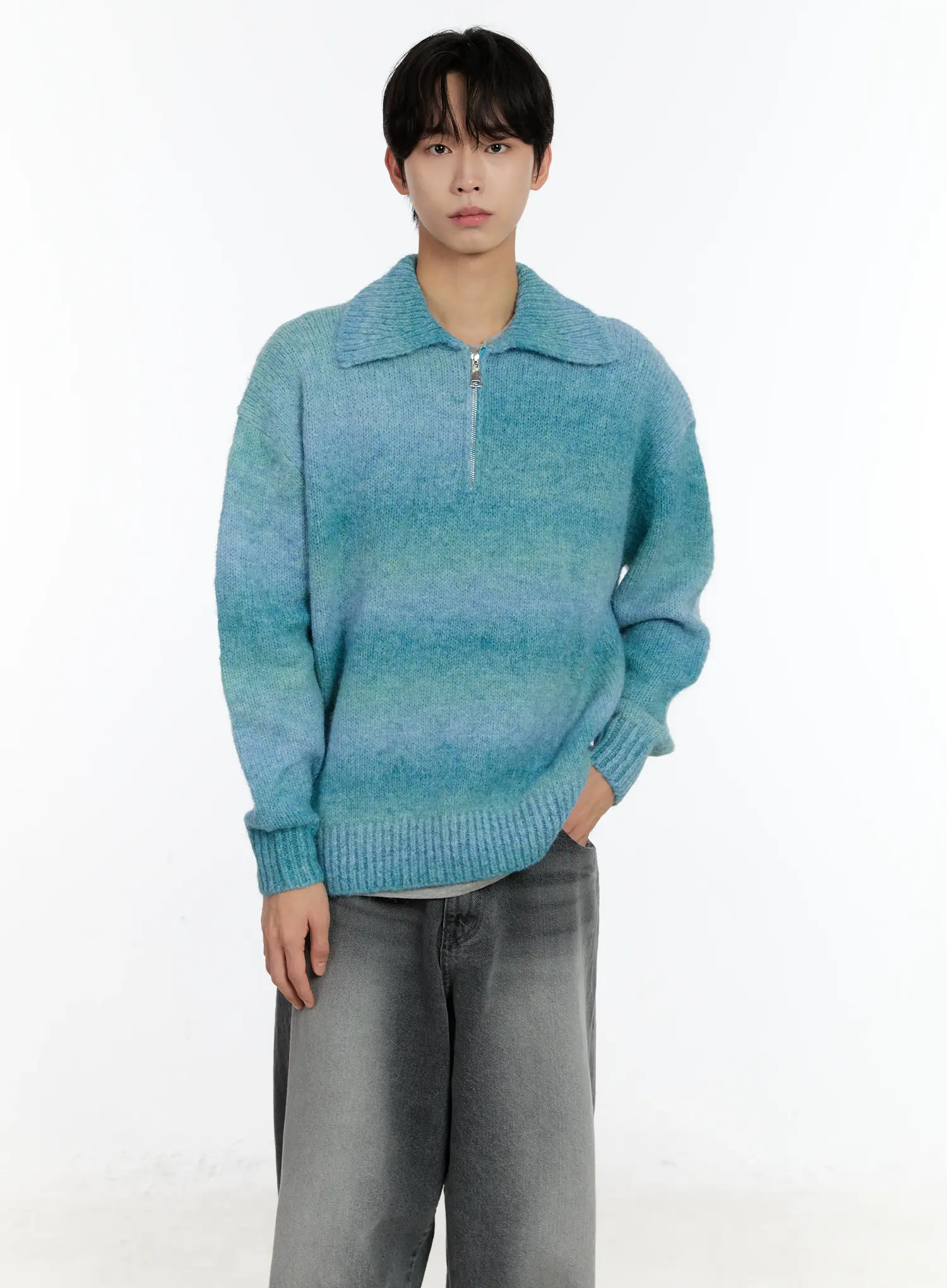 Men's Alpaca Knit Quarter Zip Sweatshirts ID502