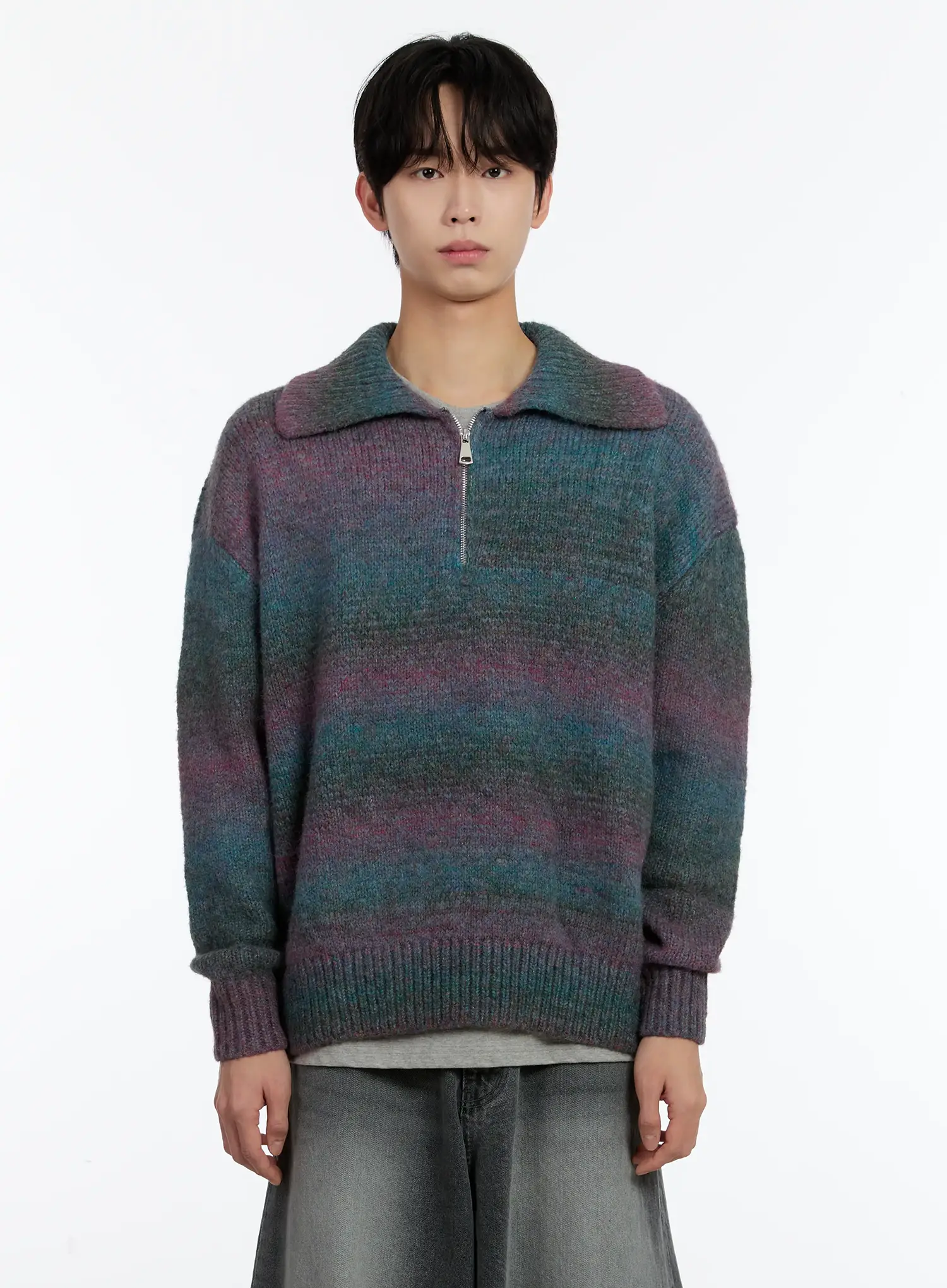Men's Alpaca Knit Quarter Zip Sweatshirts ID502 - Image 10