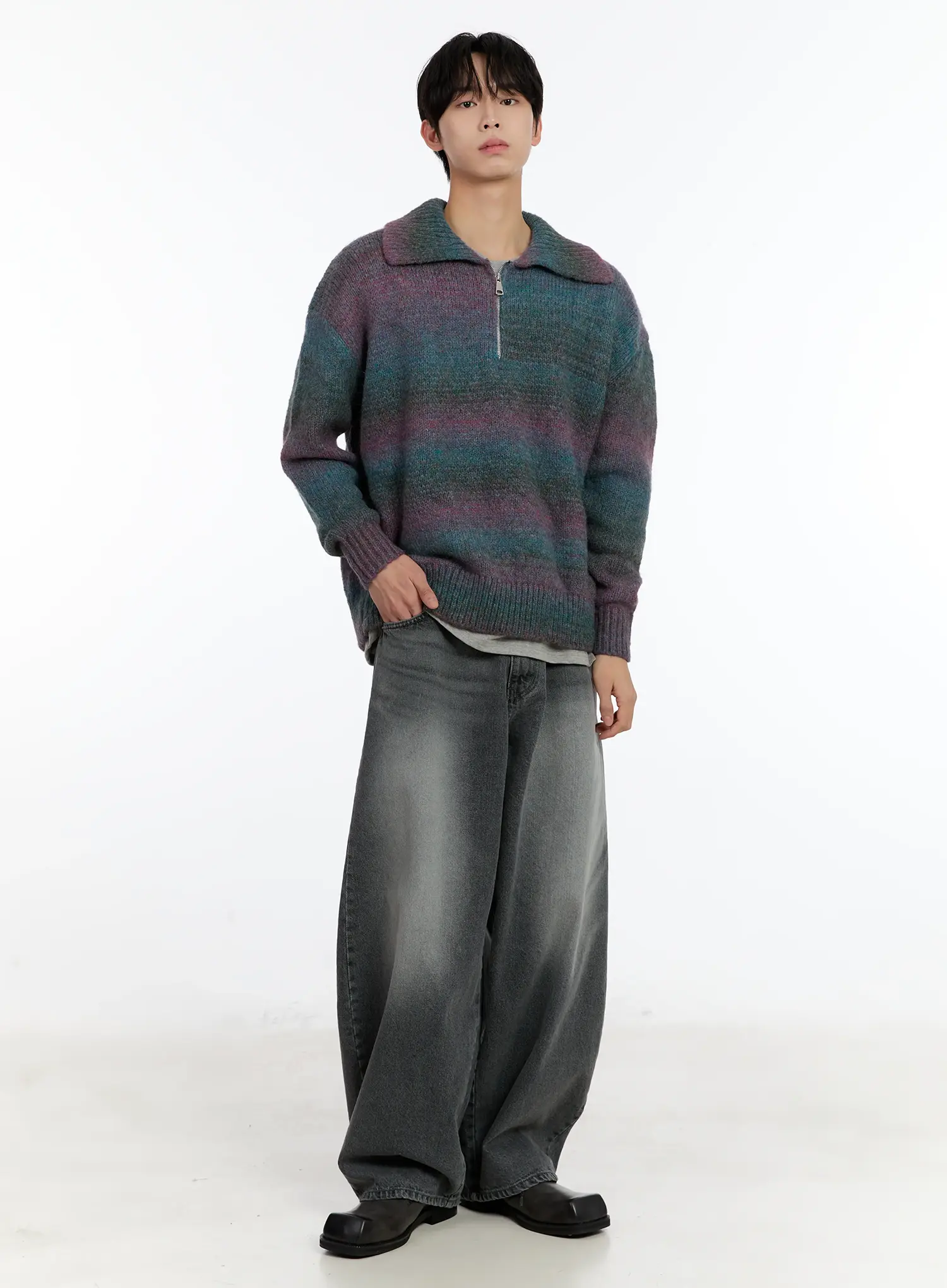 Men's Alpaca Knit Quarter Zip Sweatshirts ID502 - Image 2