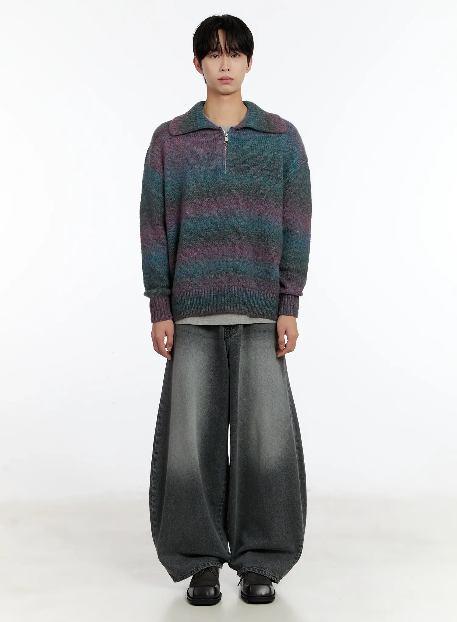 Men's Alpaca Knit Quarter Zip Sweatshirts ID502 - Image 3