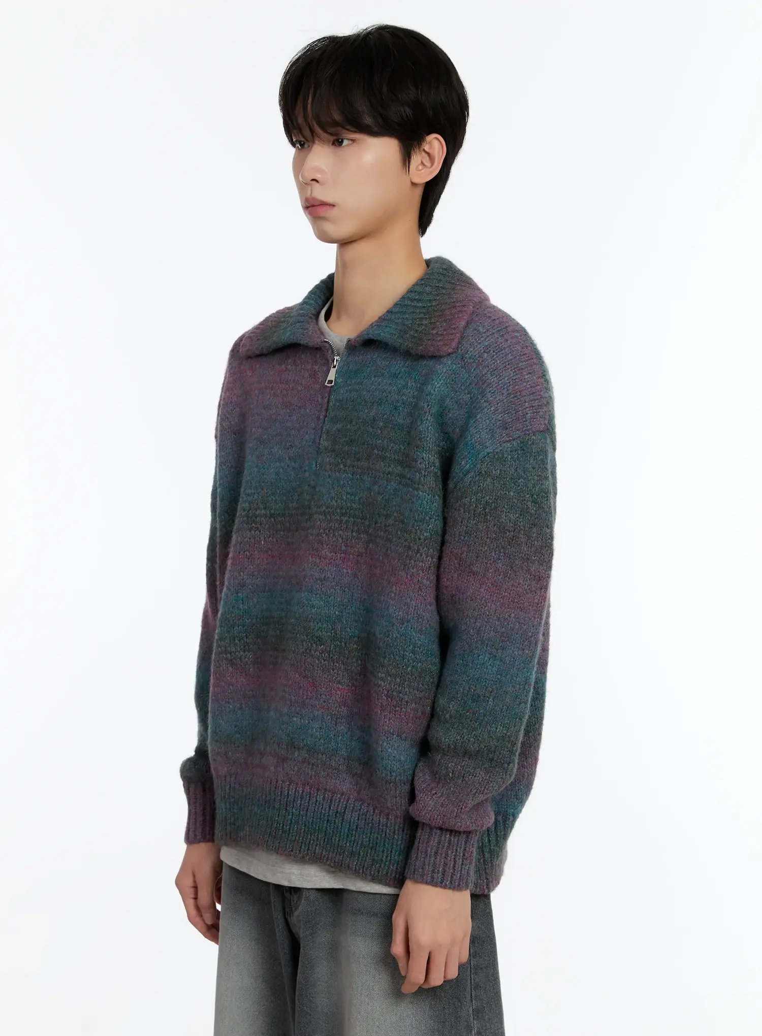 Men's Alpaca Knit Quarter Zip Sweatshirts ID502 - Image 4