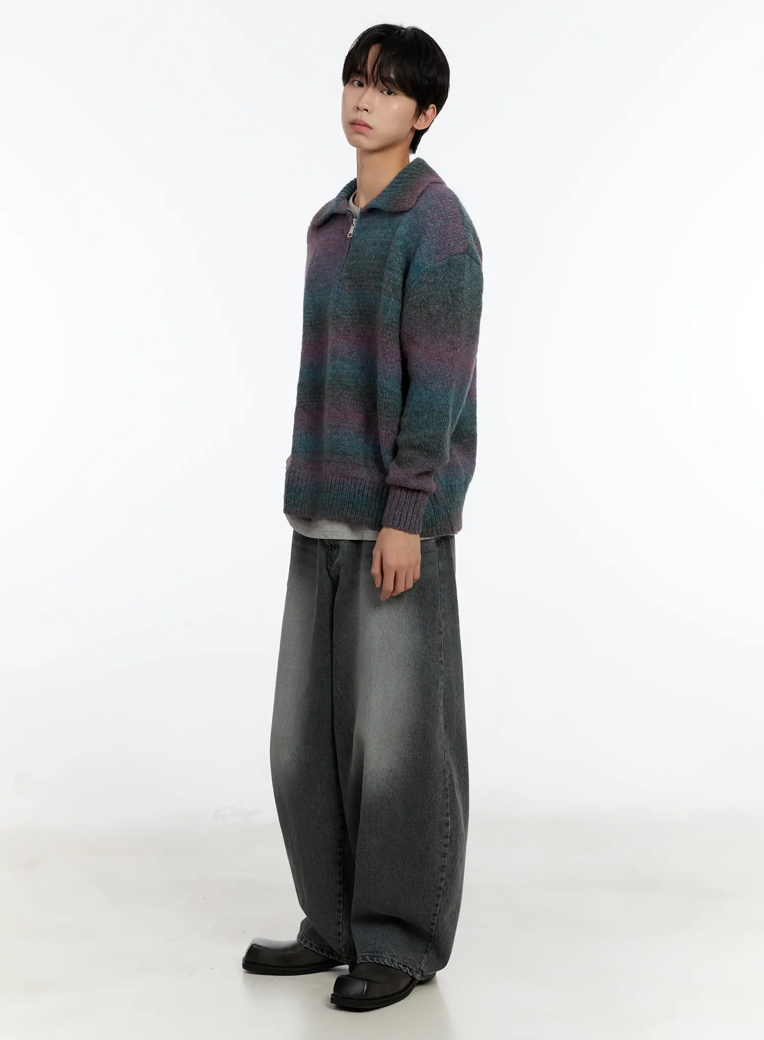 Men's Alpaca Knit Quarter Zip Sweatshirts ID502 - Image 8