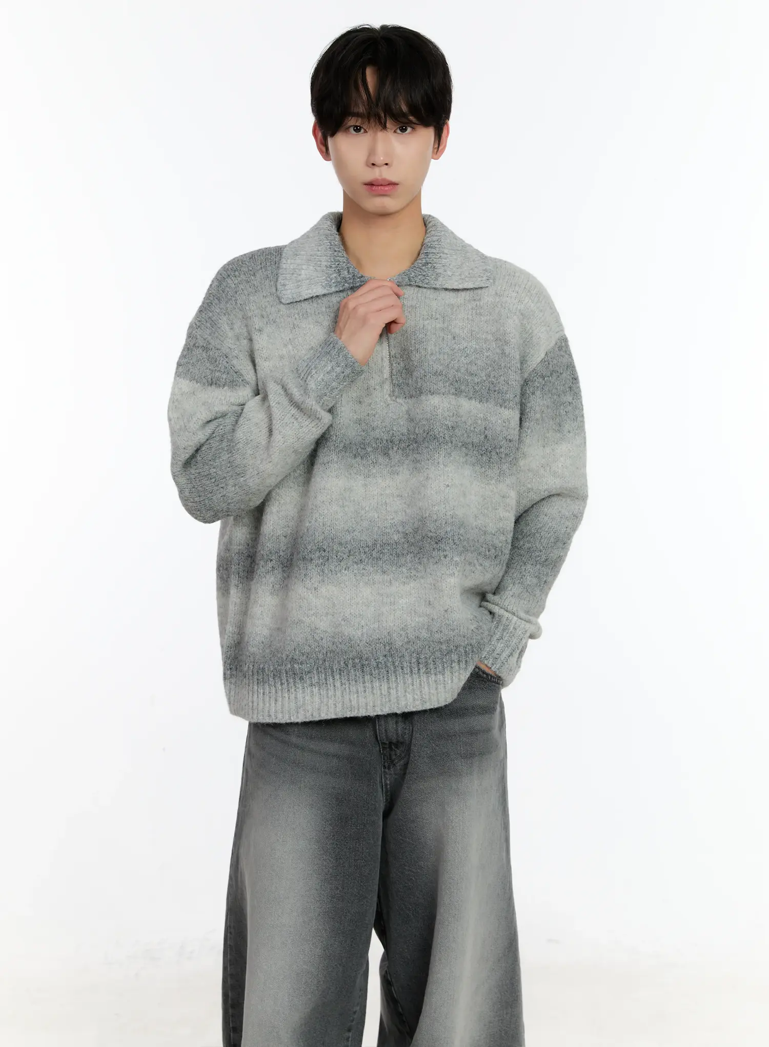 Men's Alpaca Knit Quarter Zip Sweatshirts ID502 - Image 9