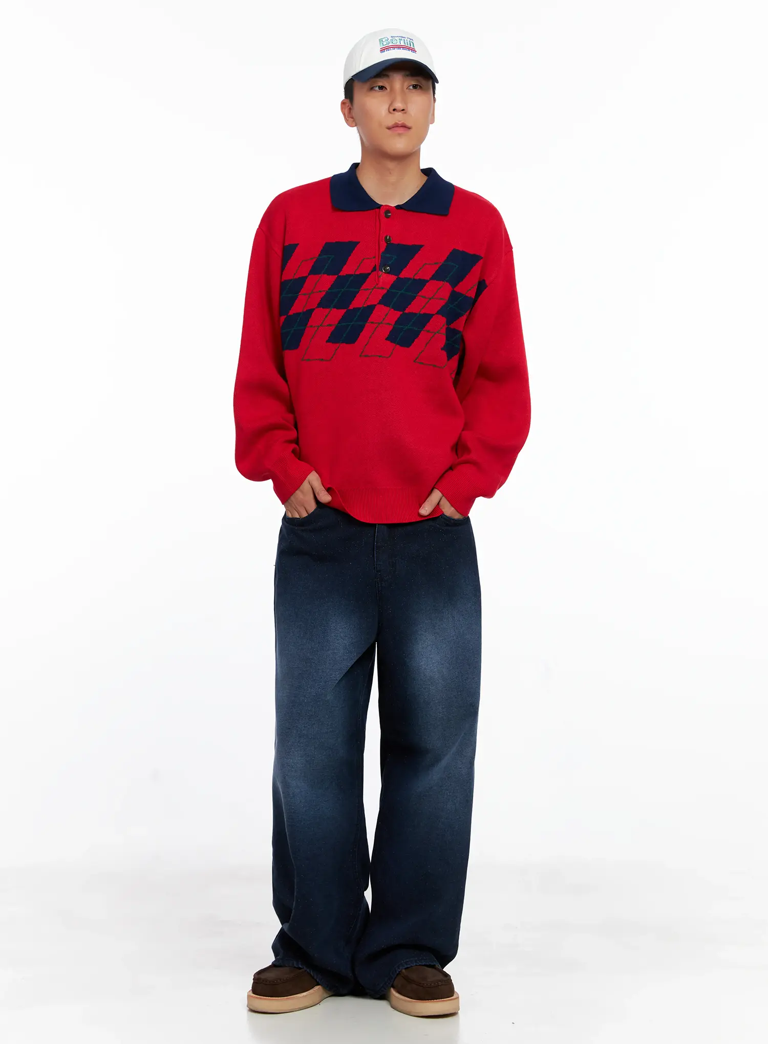 Men's Argyle Henley Knit IS510 - Image 10