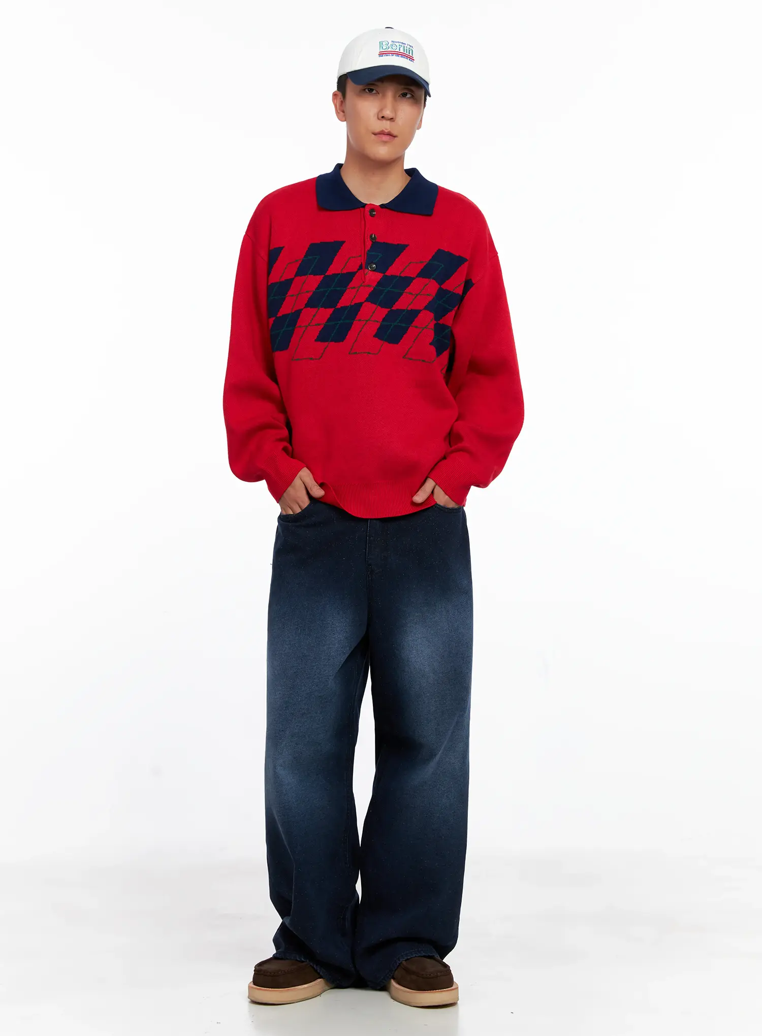 Men's Argyle Henley Knit IS510 - Image 2