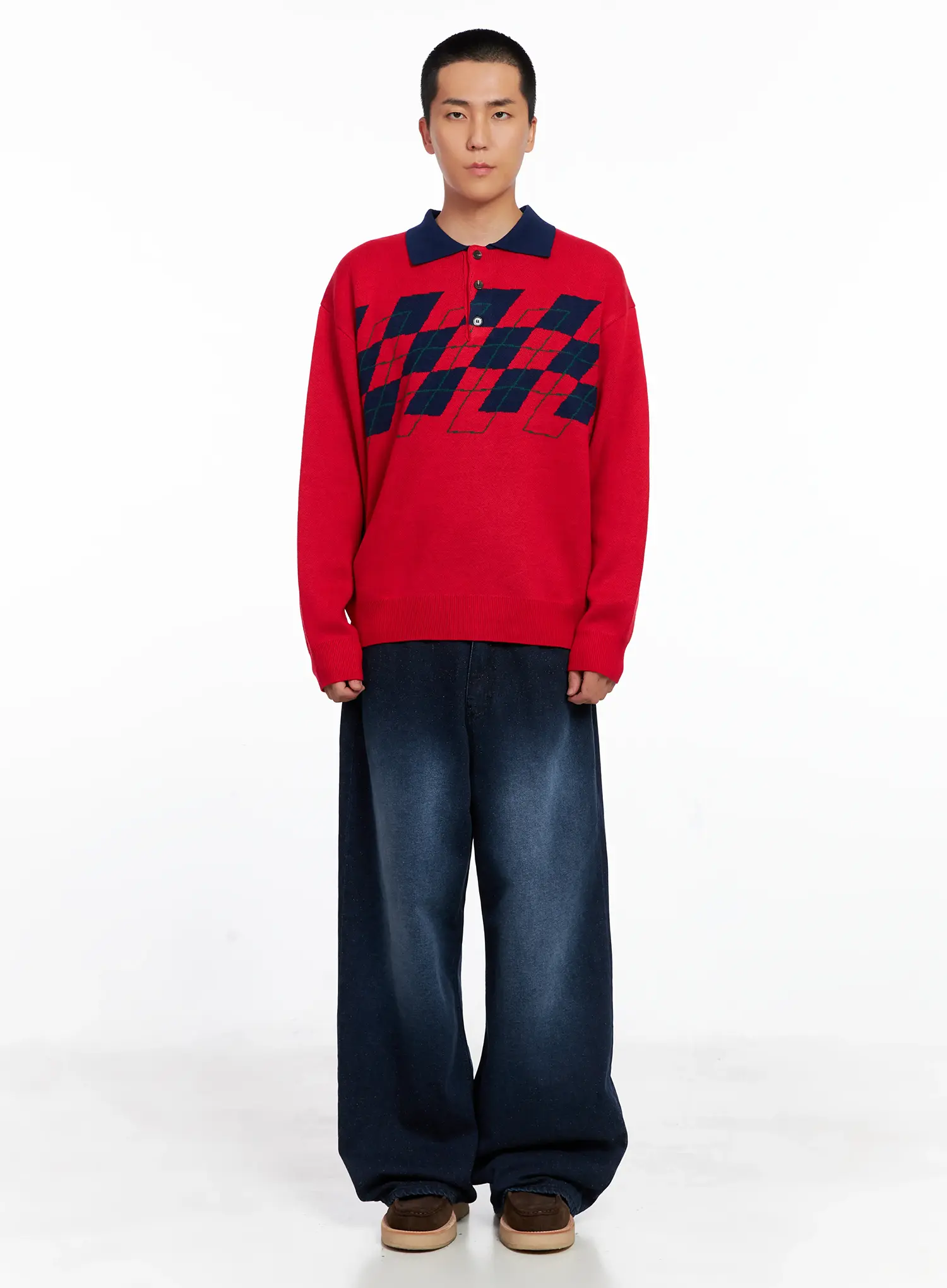 Men's Argyle Henley Knit IS510 - Image 3