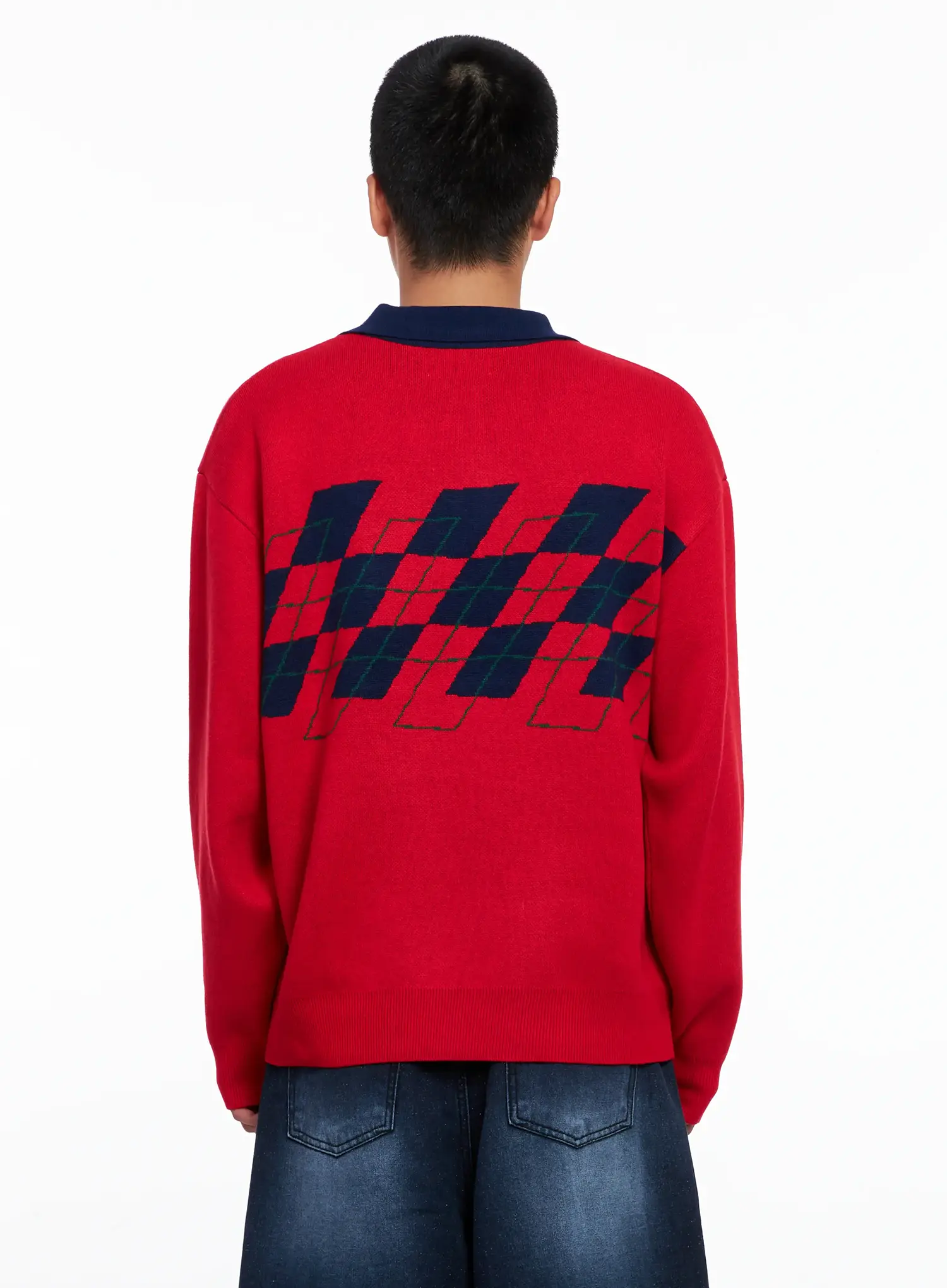 Men's Argyle Henley Knit IS510 - Image 6