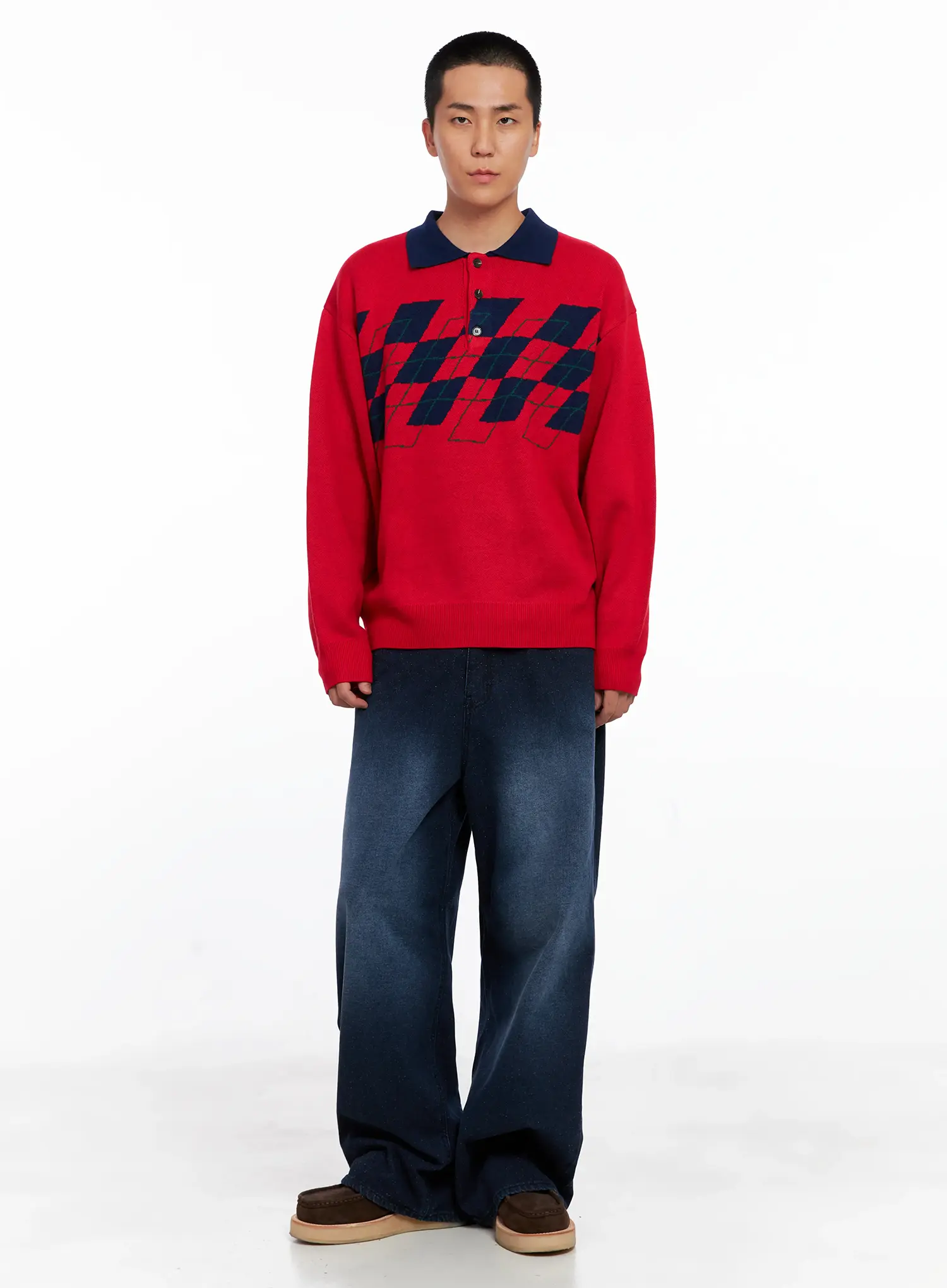 Men's Argyle Henley Knit IS510 - Image 8