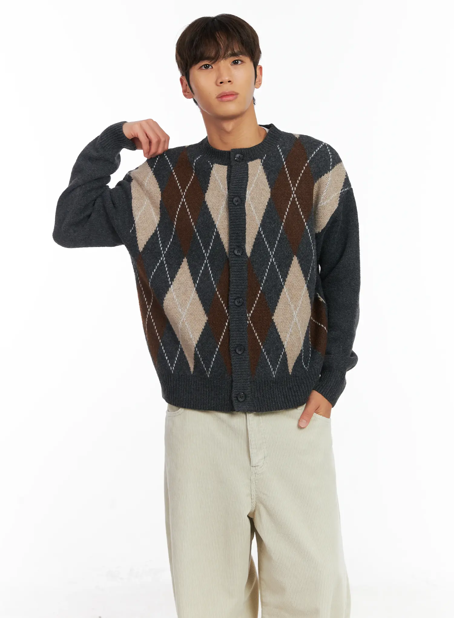 Men's Argyle Knit Cardigan ID511 - Image 2