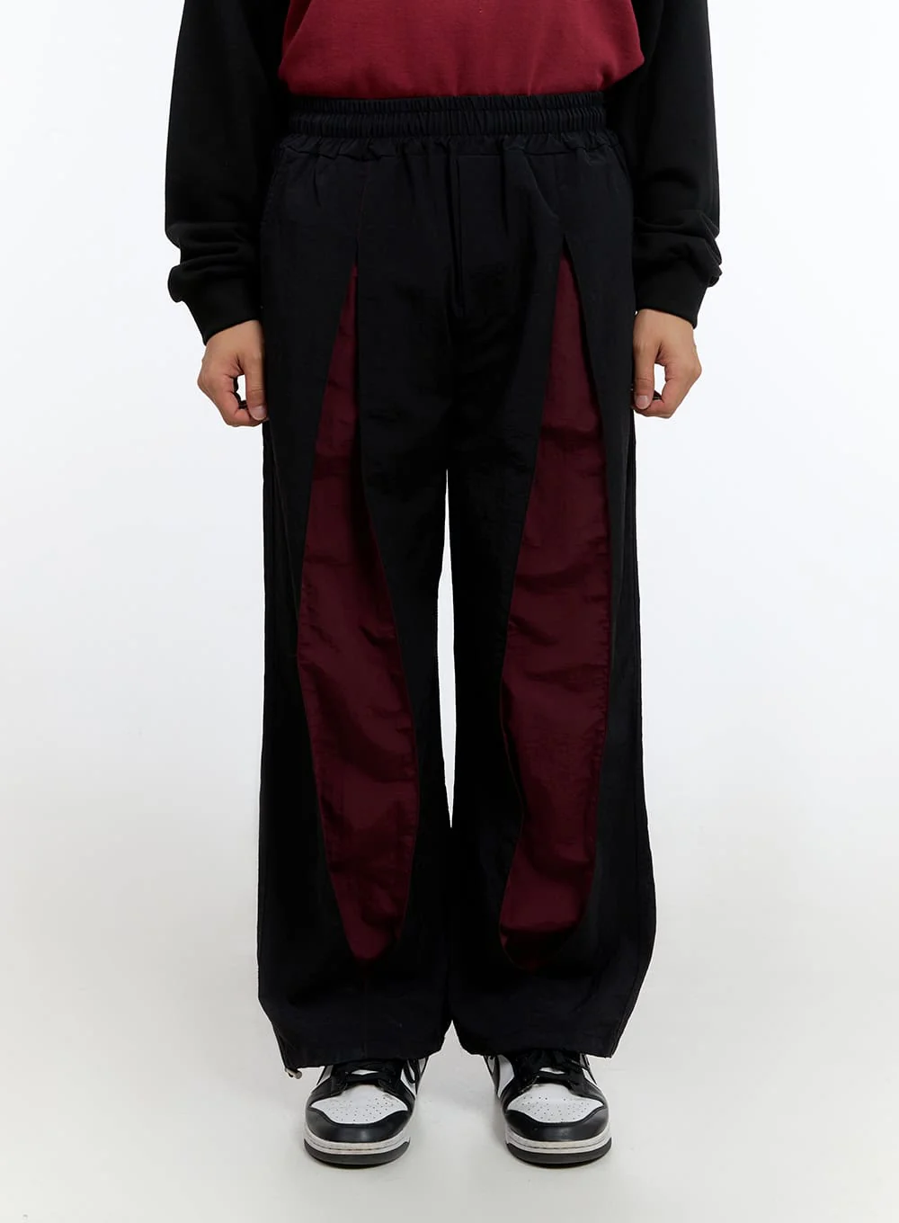 Men's Banded Mixed Color Nylon Wide Pants IS413 - Image 2
