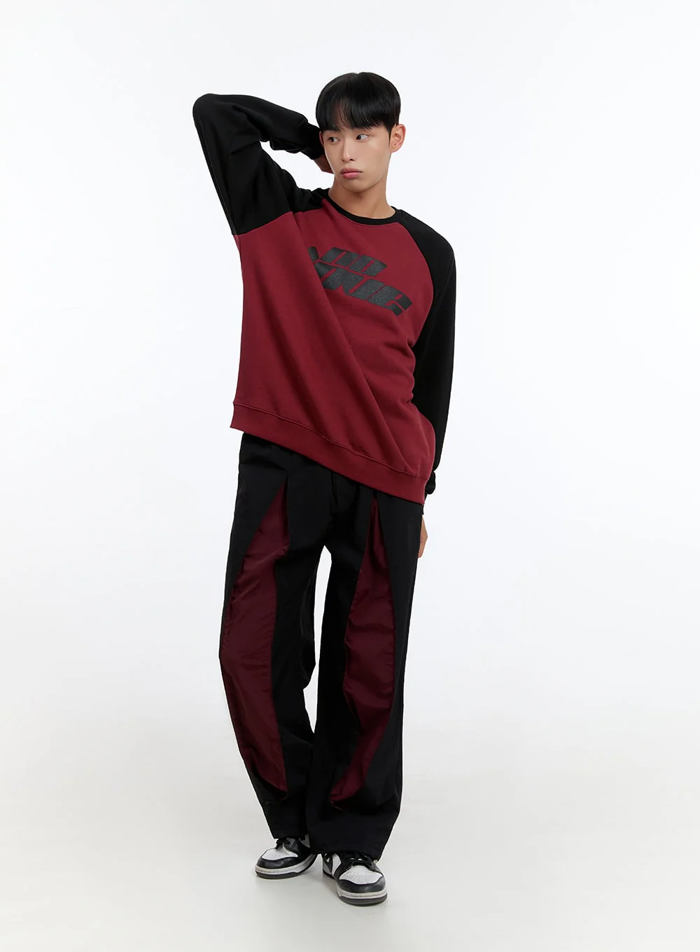 Men's Banded Mixed Color Nylon Wide Pants IS413 - Image 6