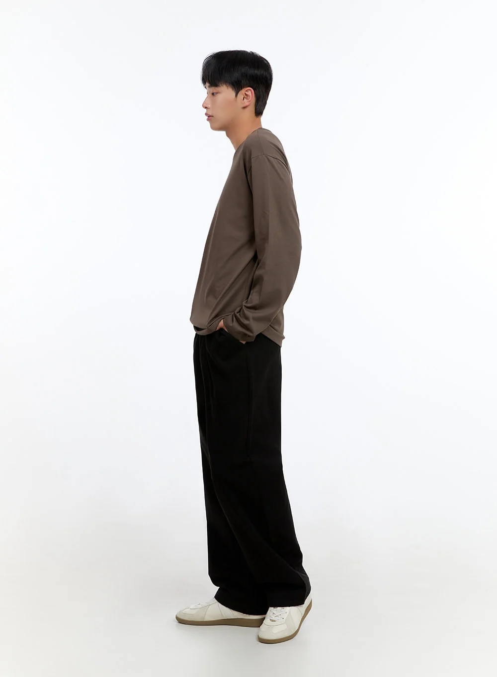 Men's Basic Cotton Long Sleeve T-Shirt (Brown) IS412 - Image 6