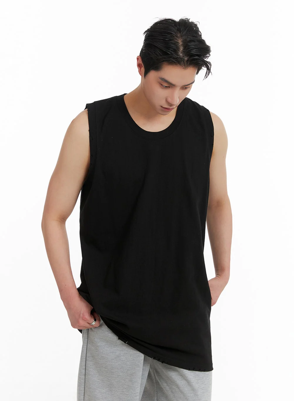 Men's Basic Cotton Sleeveless Tee IA401 - Image 4