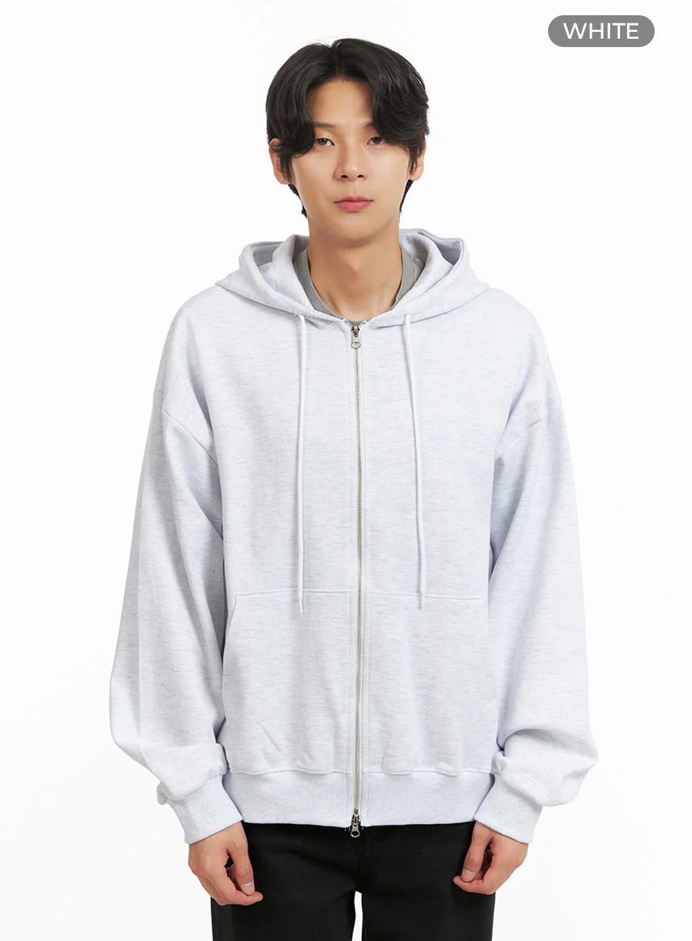 Men's Basic Hoodie Jacket (White) IY416 - Image 8