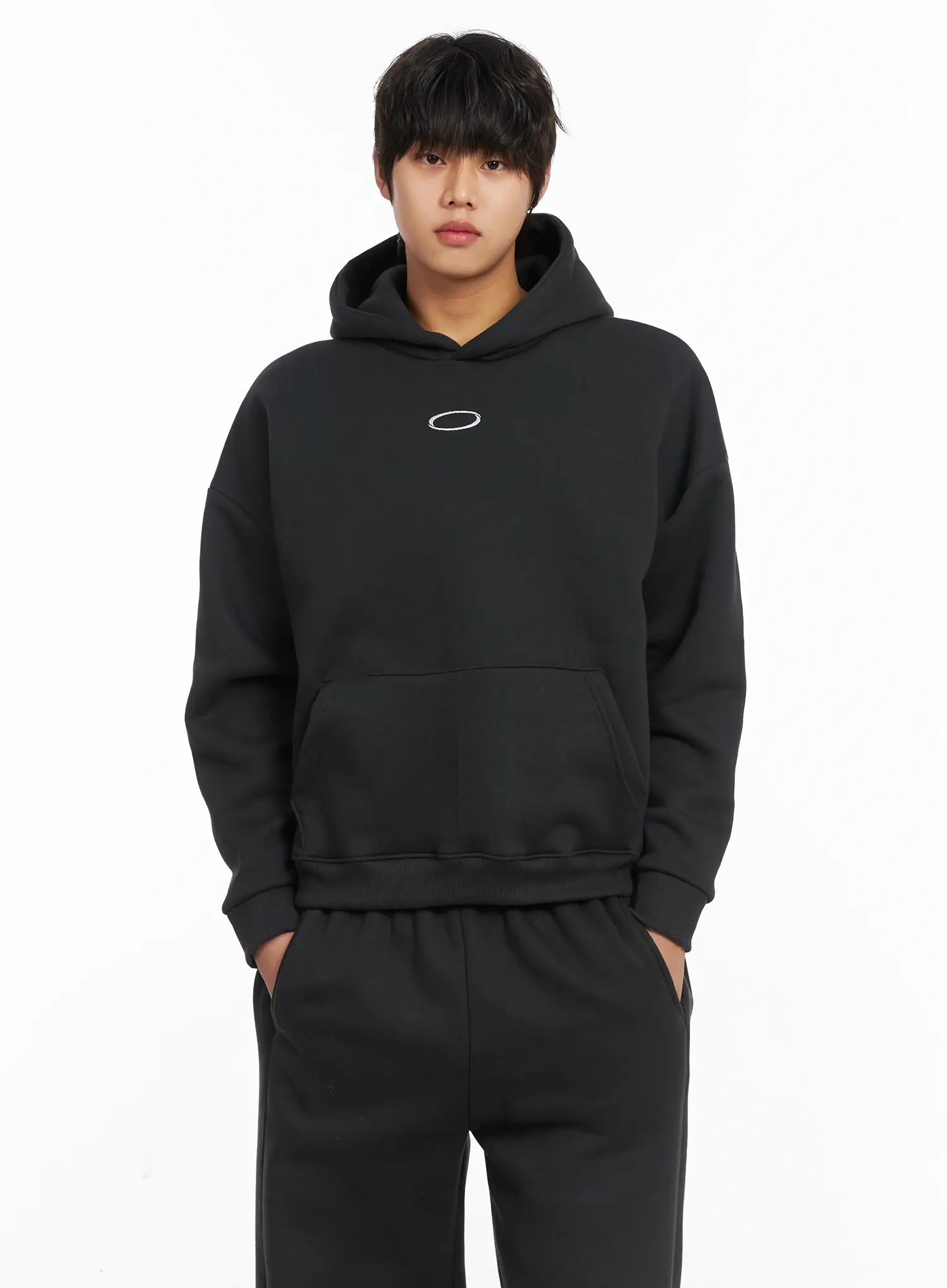 Men's Basic Logo Embroidered Fleece Hoodie IJ512