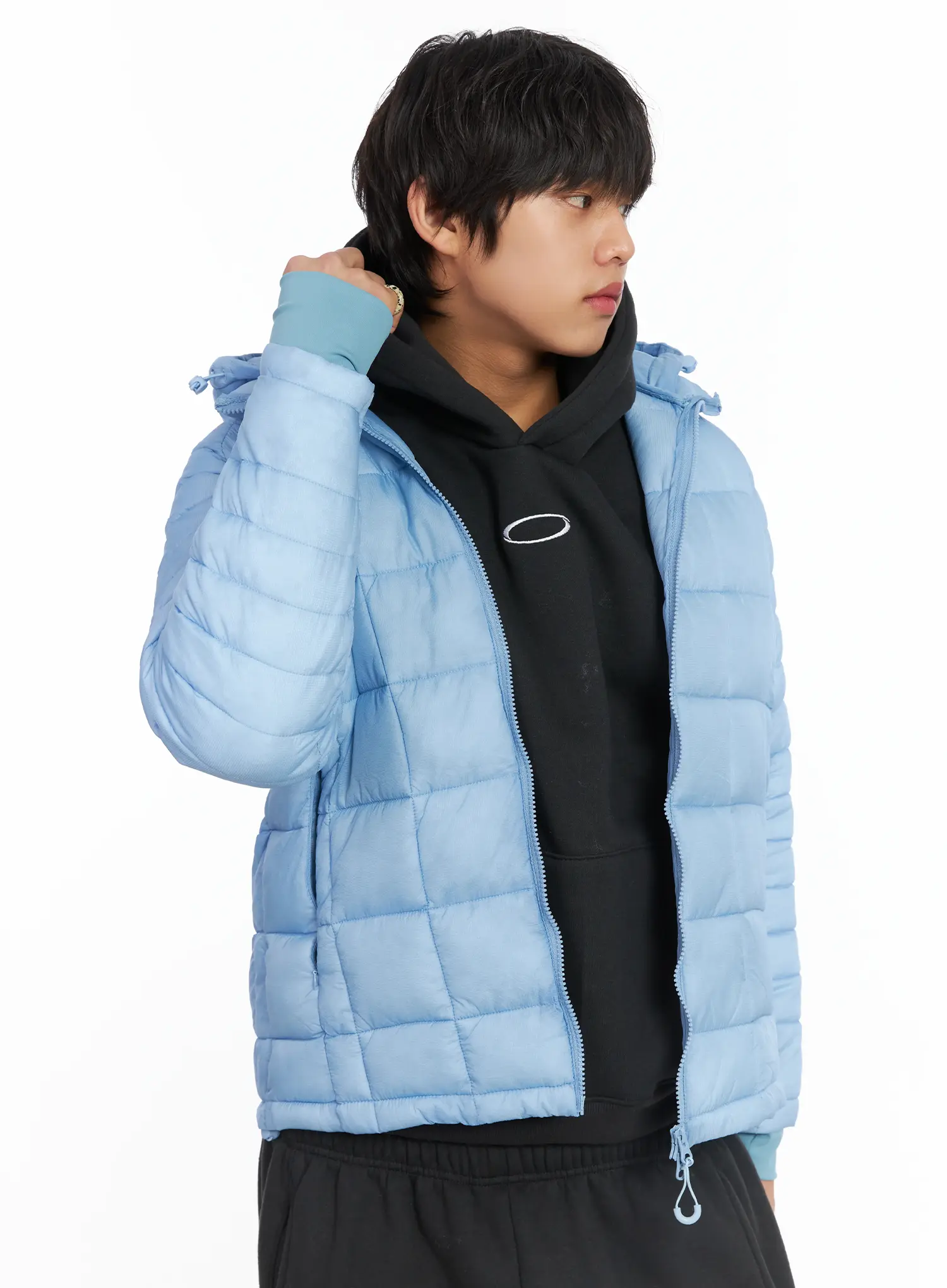 Men's Basic Logo Embroidered Fleece Hoodie IJ512 - Image 11