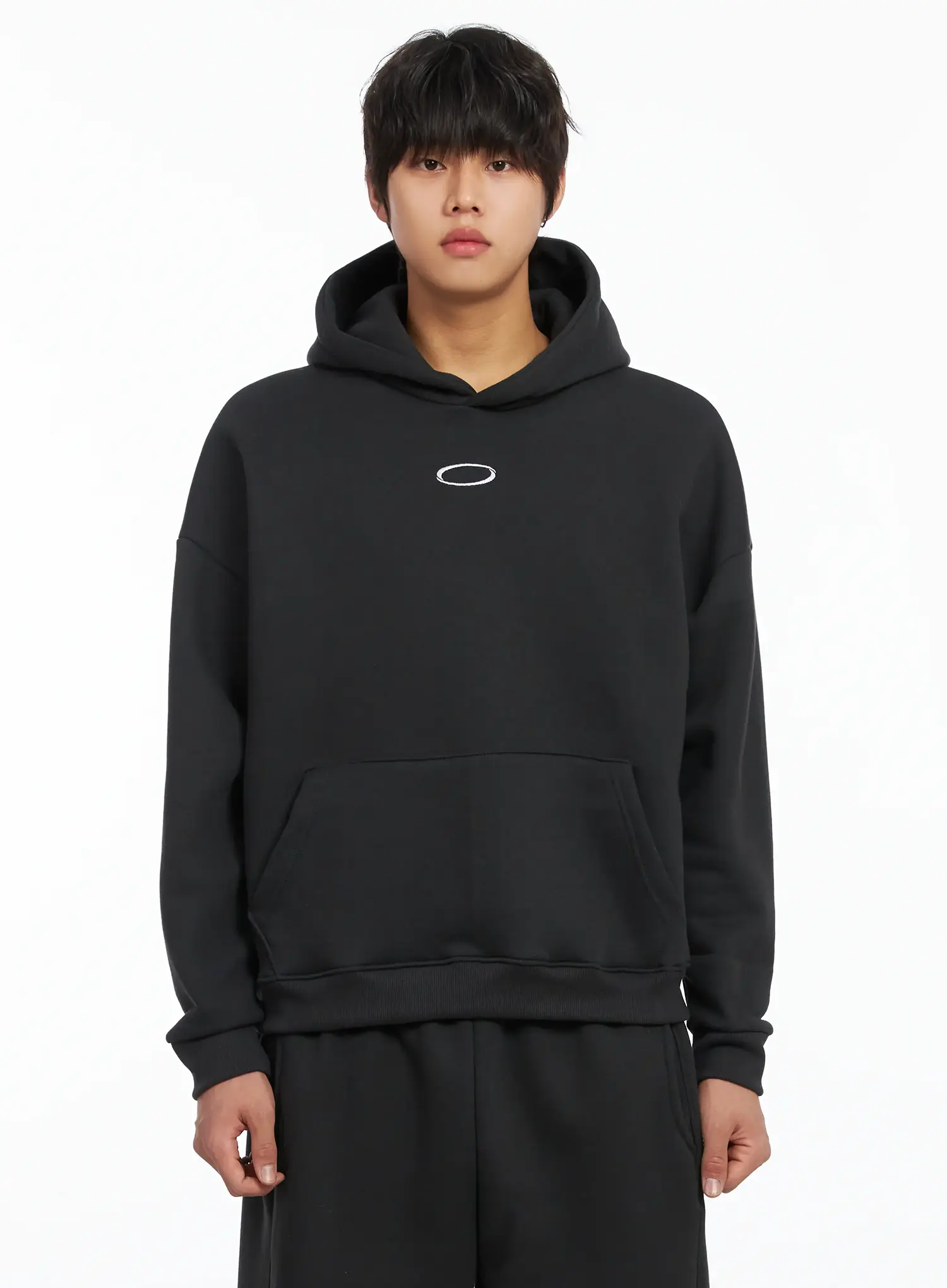 Men's Basic Logo Embroidered Fleece Hoodie IJ512 - Image 12