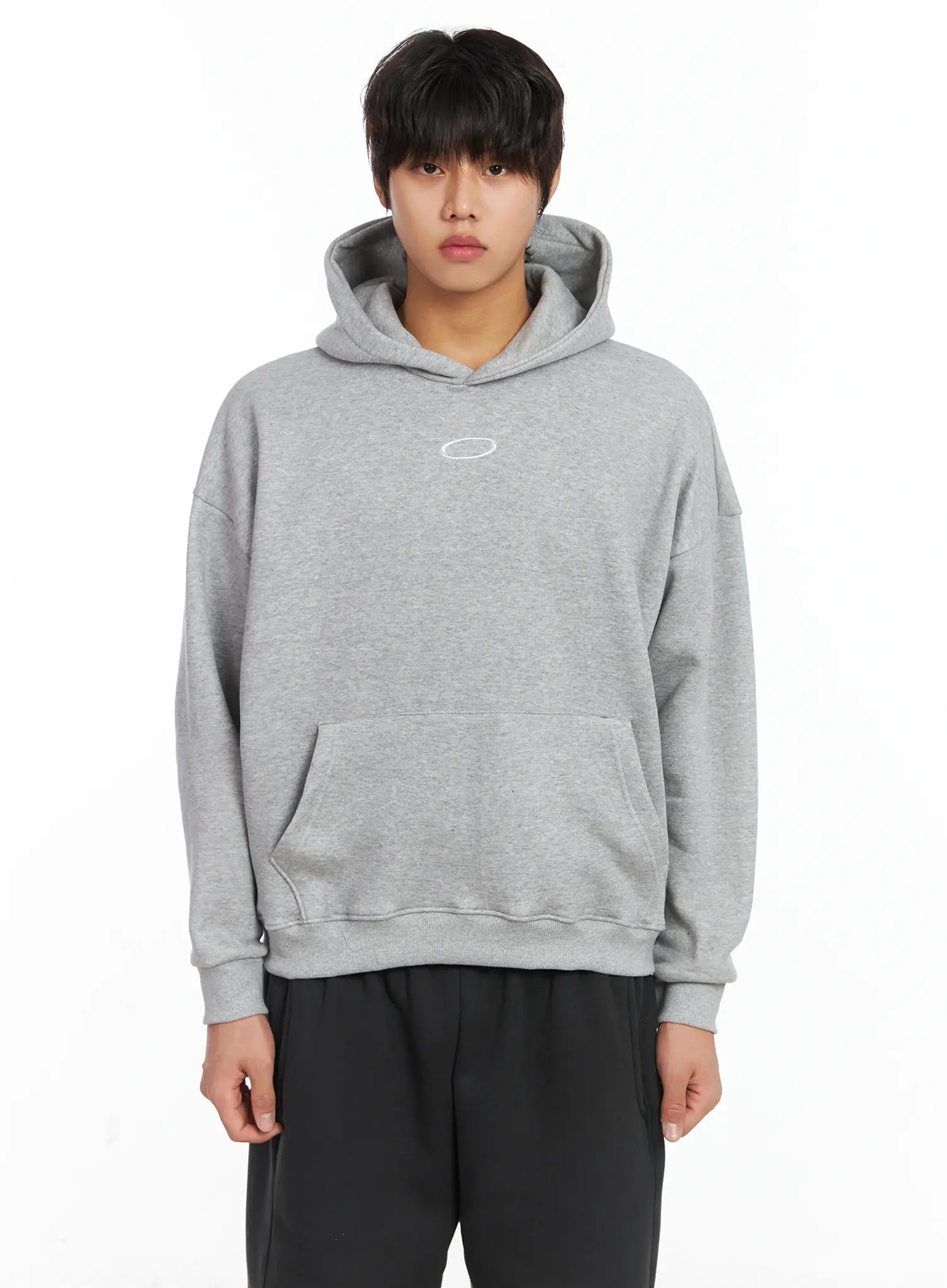 Men's Basic Logo Embroidered Fleece Hoodie IJ512 - Image 13