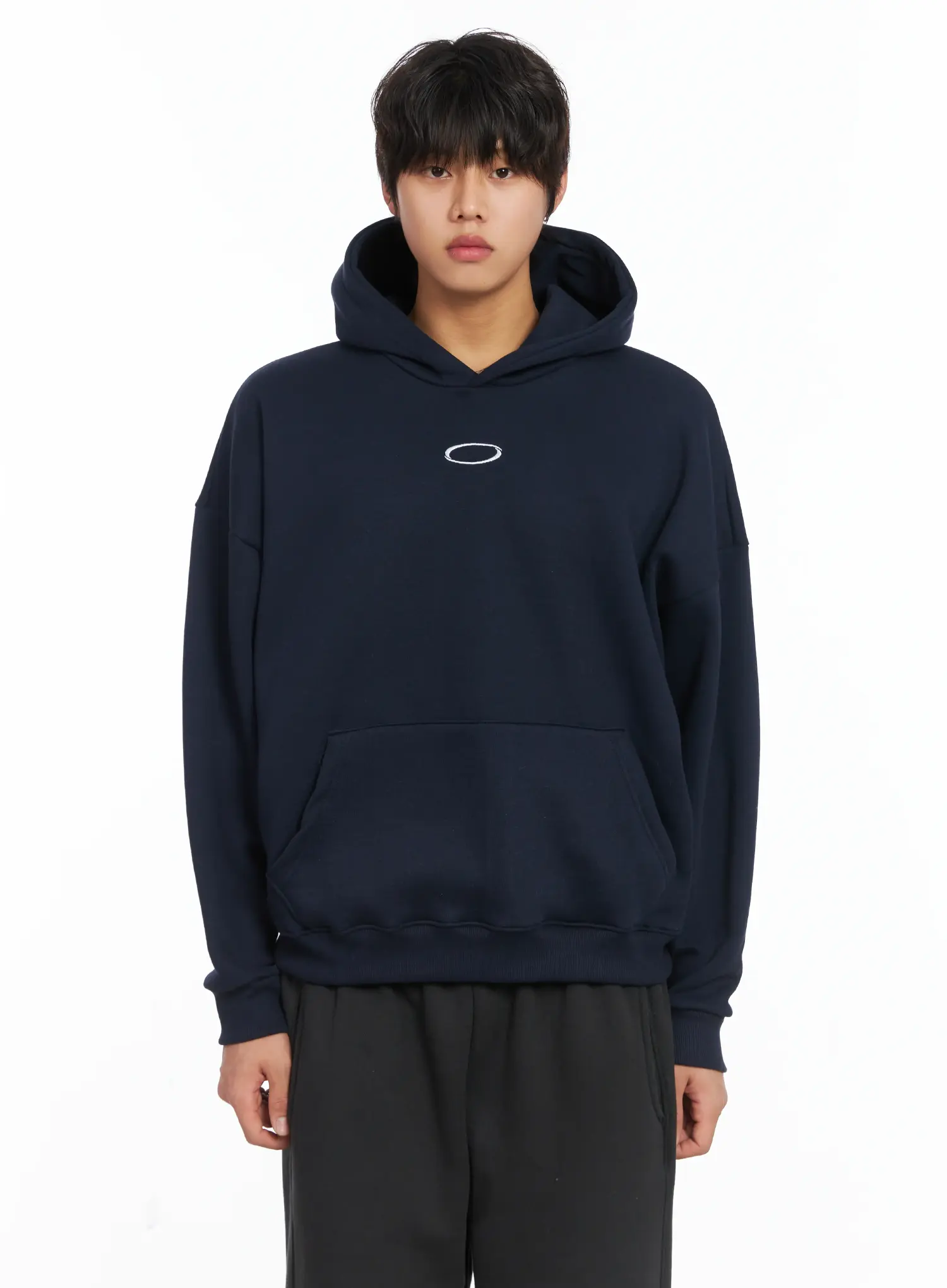 Men's Basic Logo Embroidered Fleece Hoodie IJ512 - Image 14