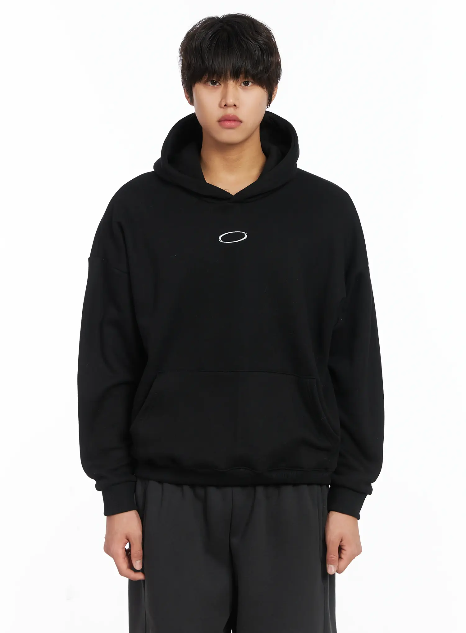 Men's Basic Logo Embroidered Fleece Hoodie IJ512 - Image 15