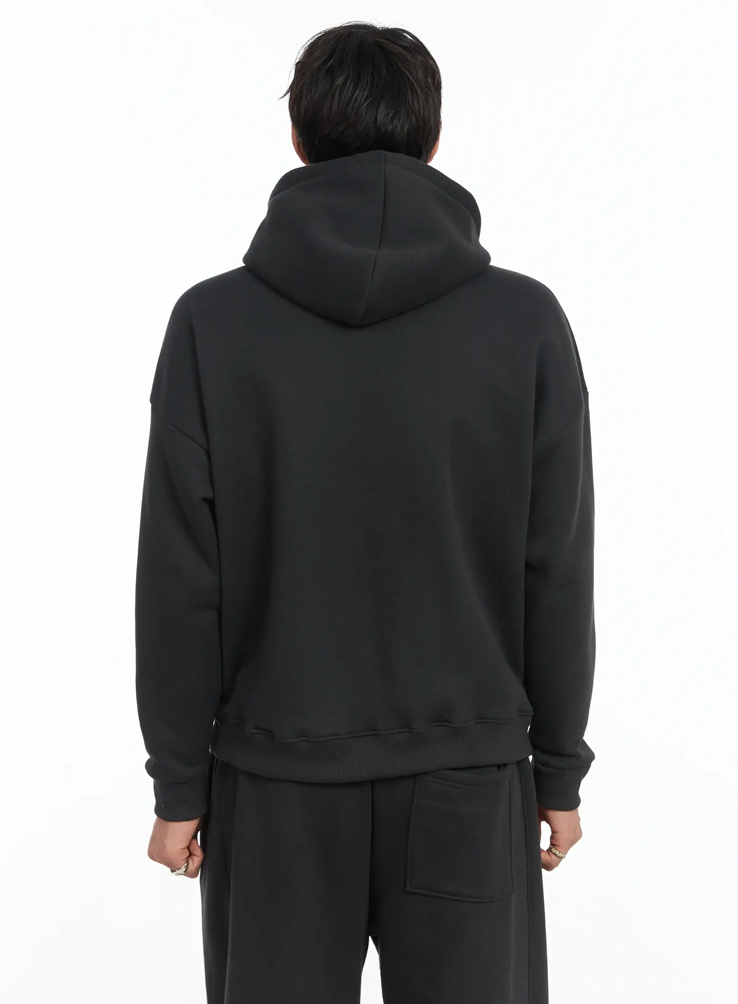 Men's Basic Logo Embroidered Fleece Hoodie IJ512 - Image 5