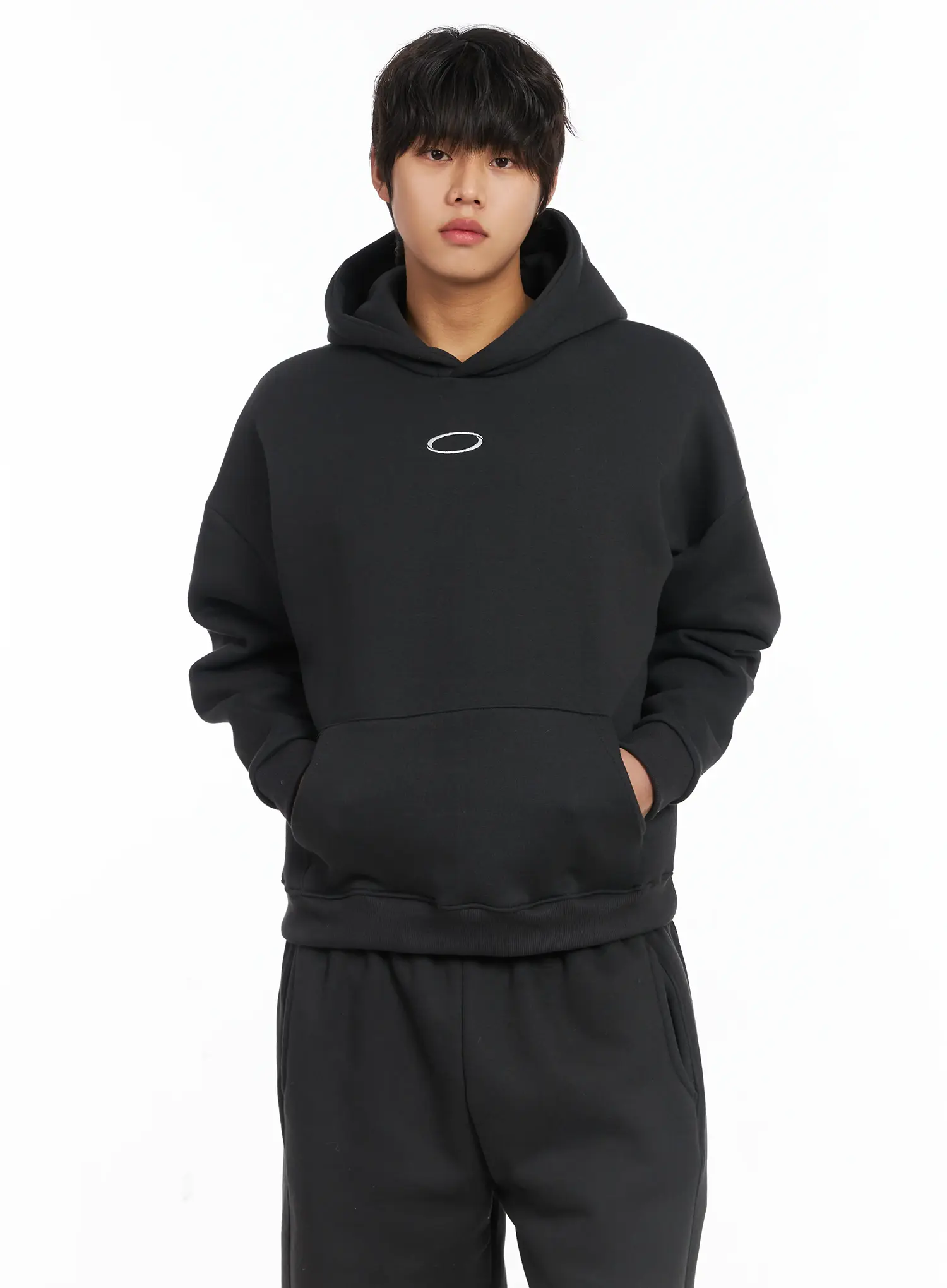 Men's Basic Logo Embroidered Fleece Hoodie IJ512 - Image 6