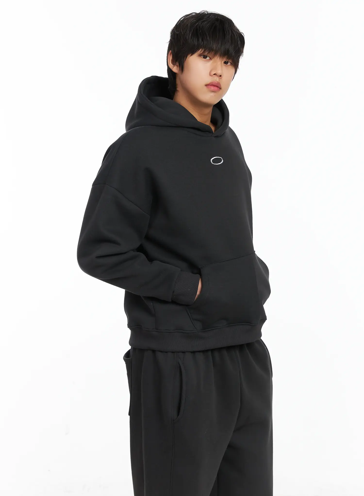 Men's Basic Logo Embroidered Fleece Hoodie IJ512 - Image 7