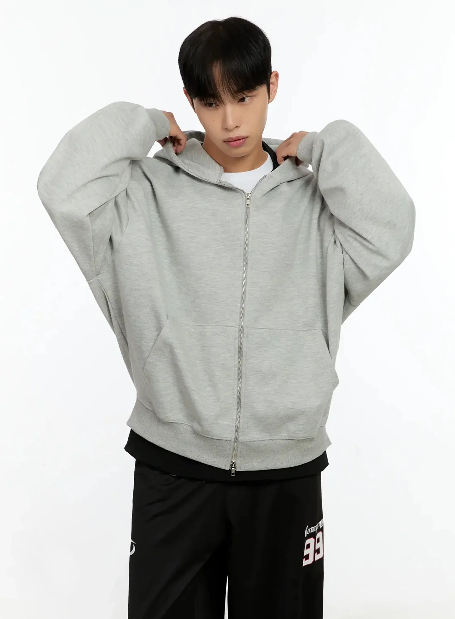 Men's Basic Oversized Zip-Up Hoodie IN525 - Image 10