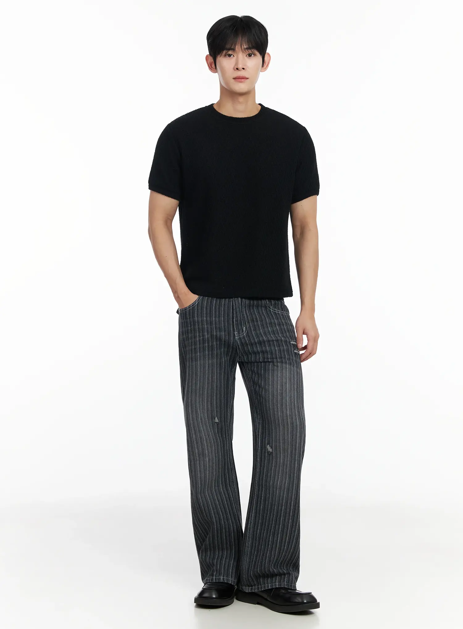 Men's Basic Waffle Knit Tee IF516 - Image 7