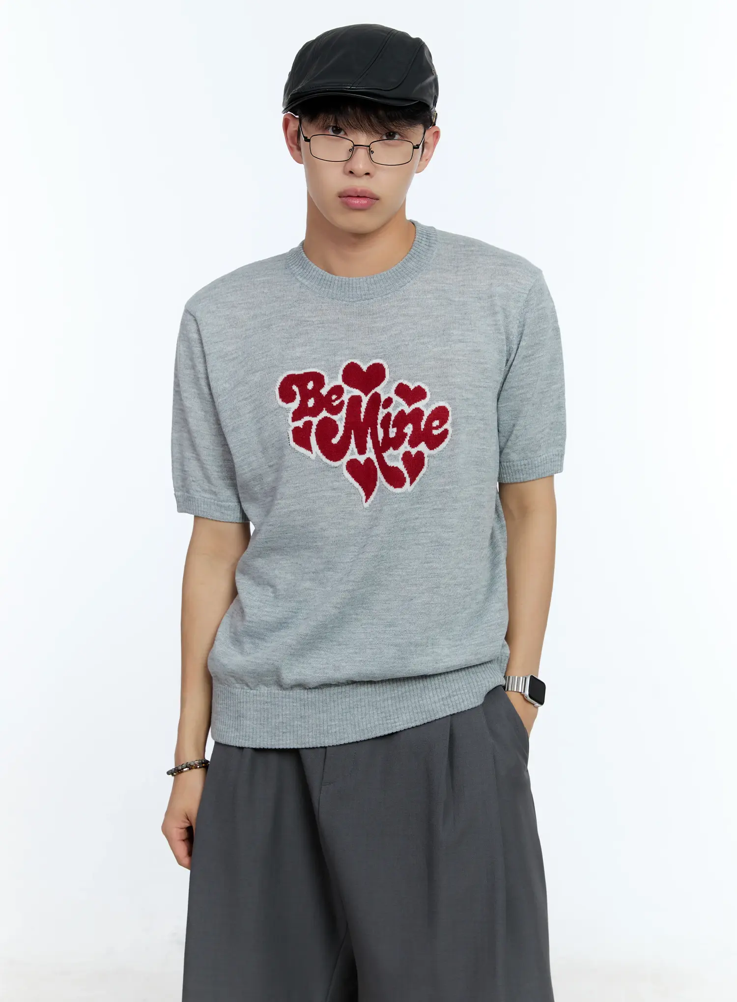 Men's Be Mine Embroidered Knit Tee IL517 - Image 7