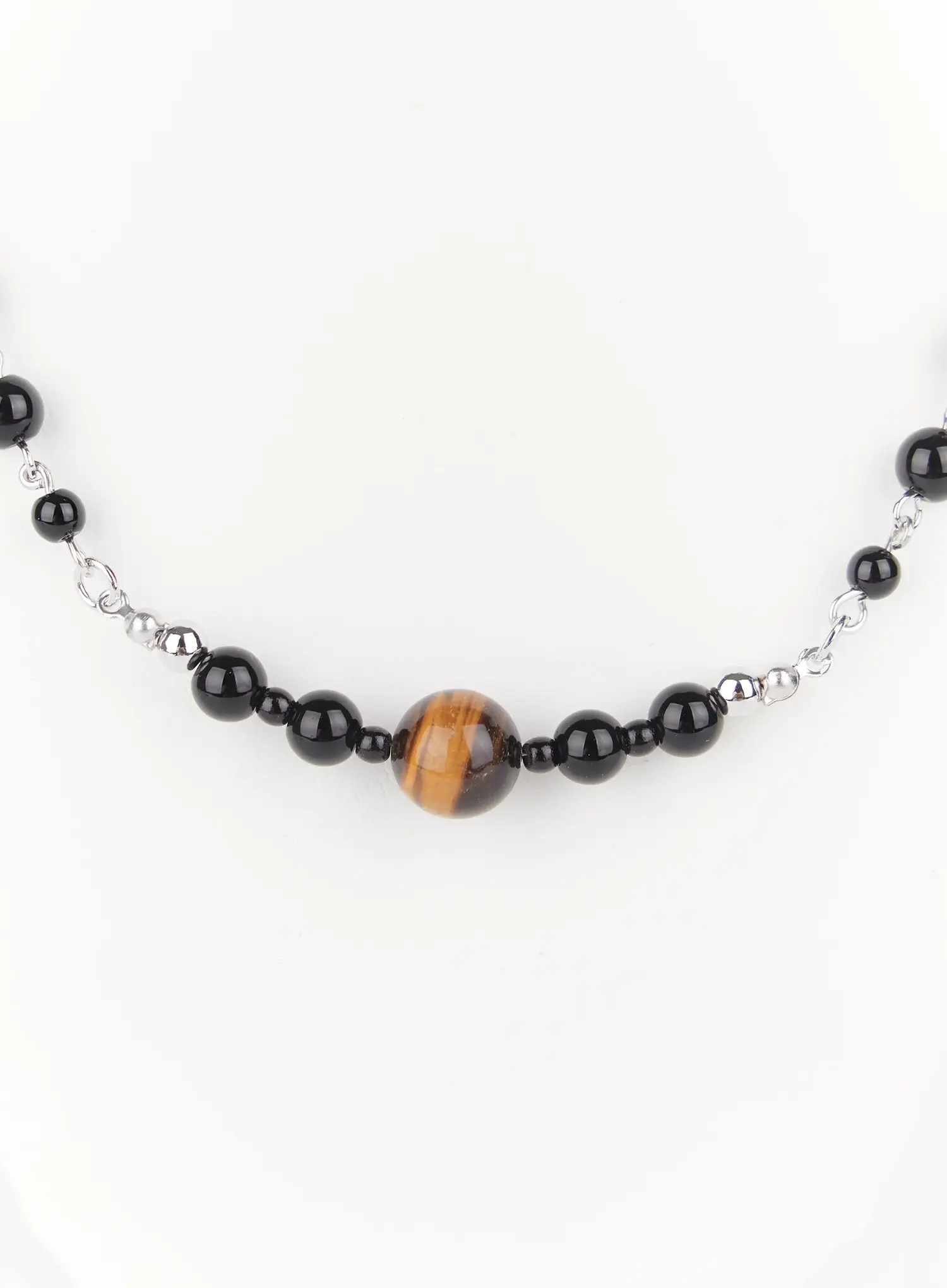 Men's Black & Brown Beaded Necklace IG529 - Image 9